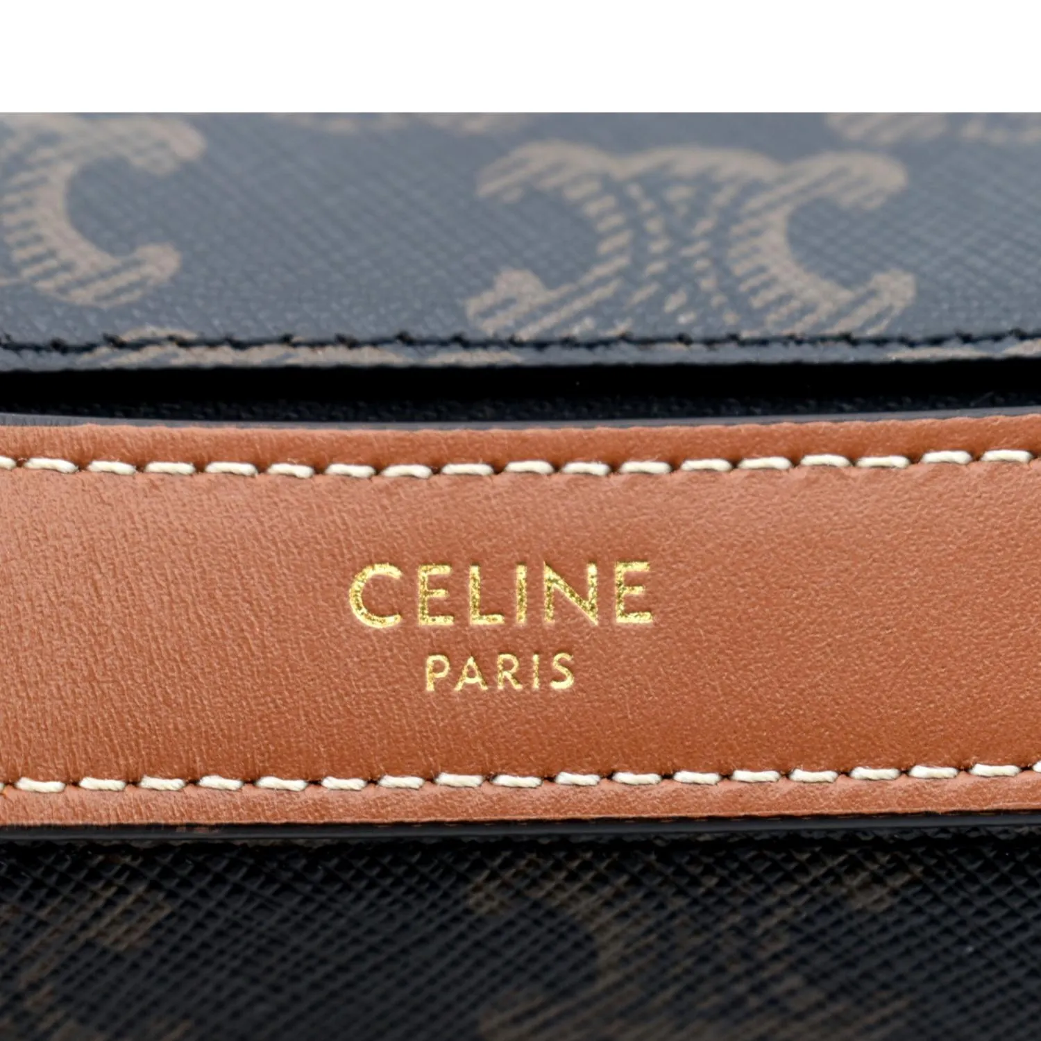 CELINE Ava Triomphe Canvas Calfskin Hobo Bag Brown