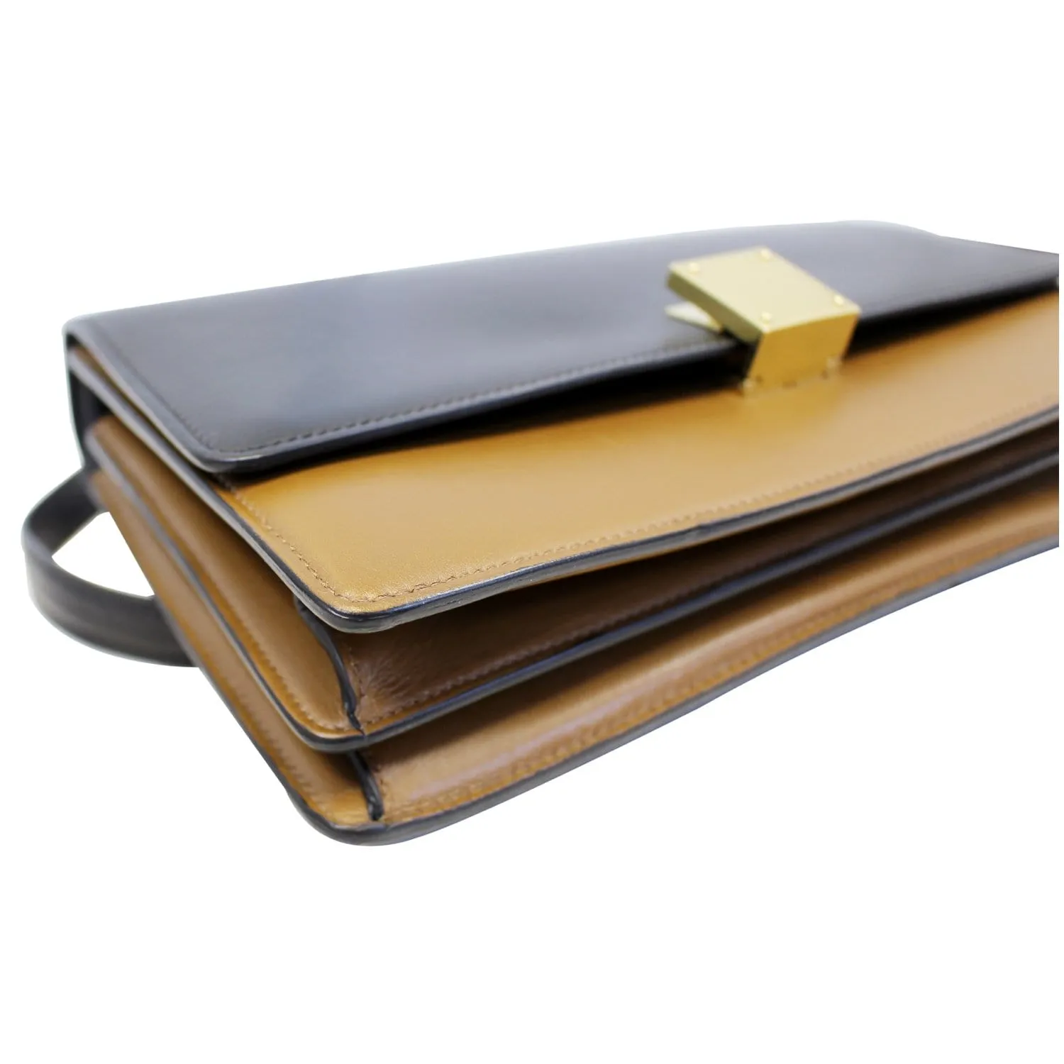 CELINE Bicolor Calfskin Leather Medium Case Shoulder Bag