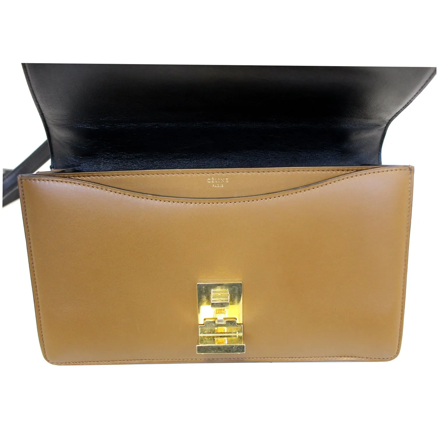 CELINE Bicolor Calfskin Leather Medium Case Shoulder Bag