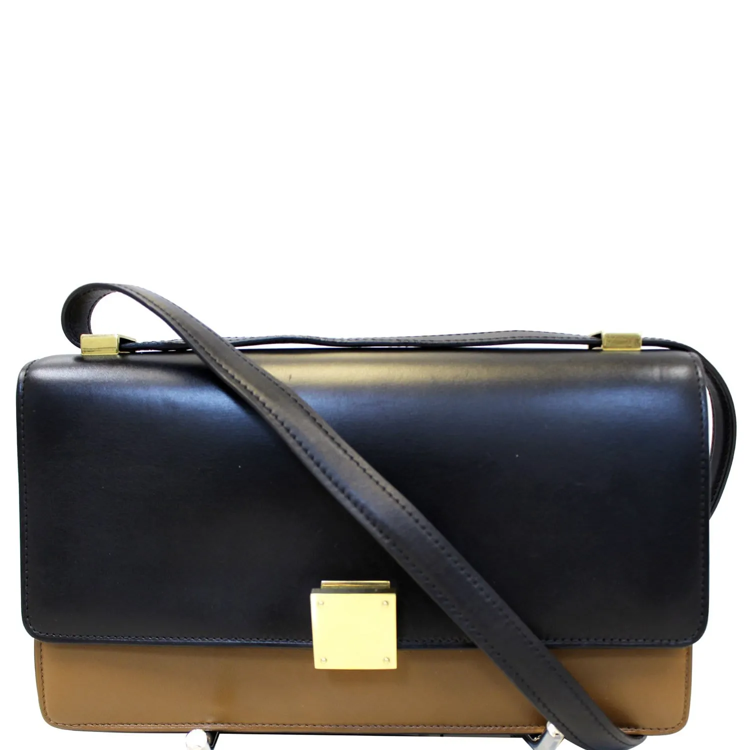 CELINE Bicolor Calfskin Leather Medium Case Shoulder Bag