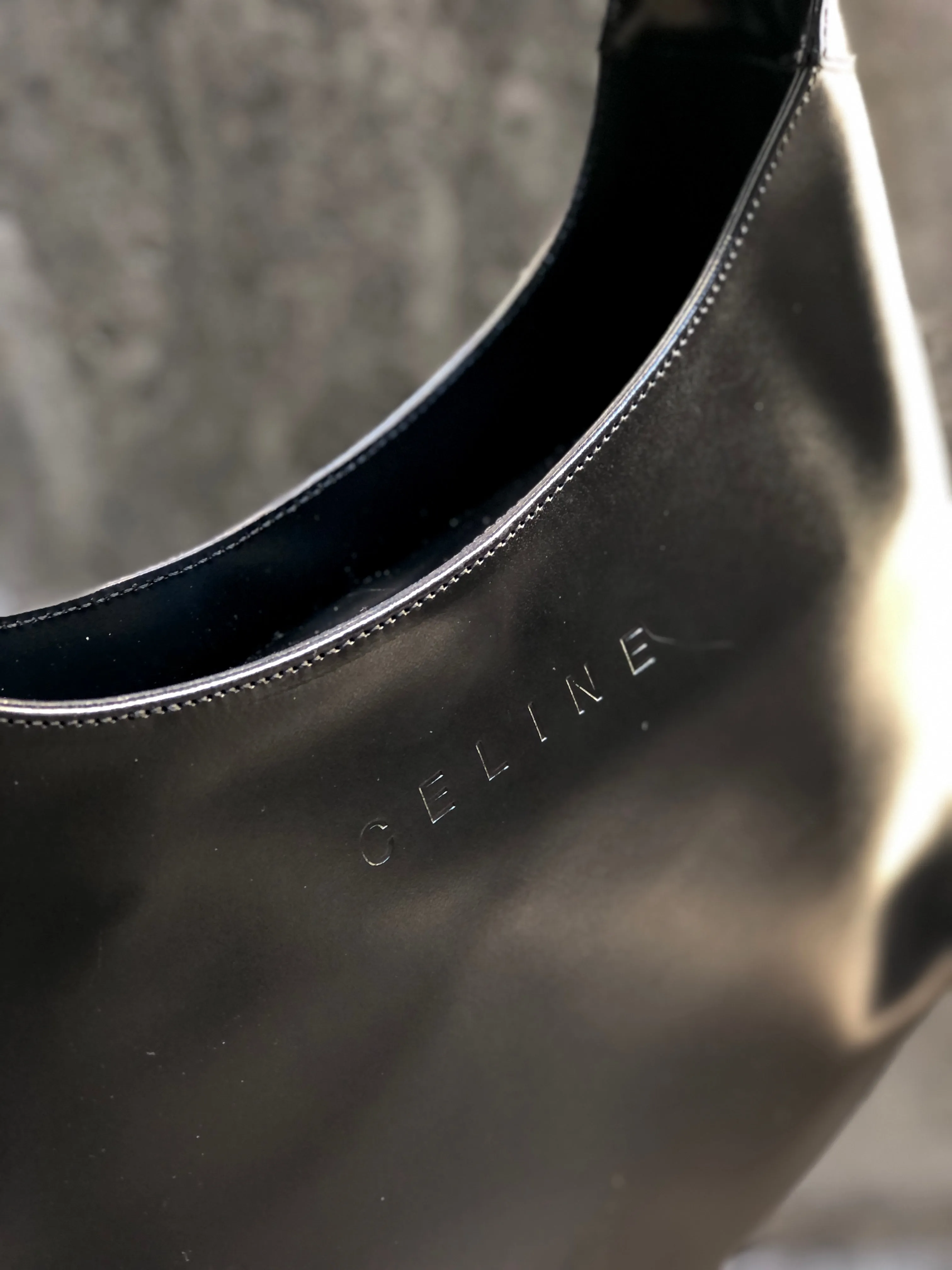 CELINE Logo Hobobag Handbag AVA Black Old Celine vintage tn8fbb