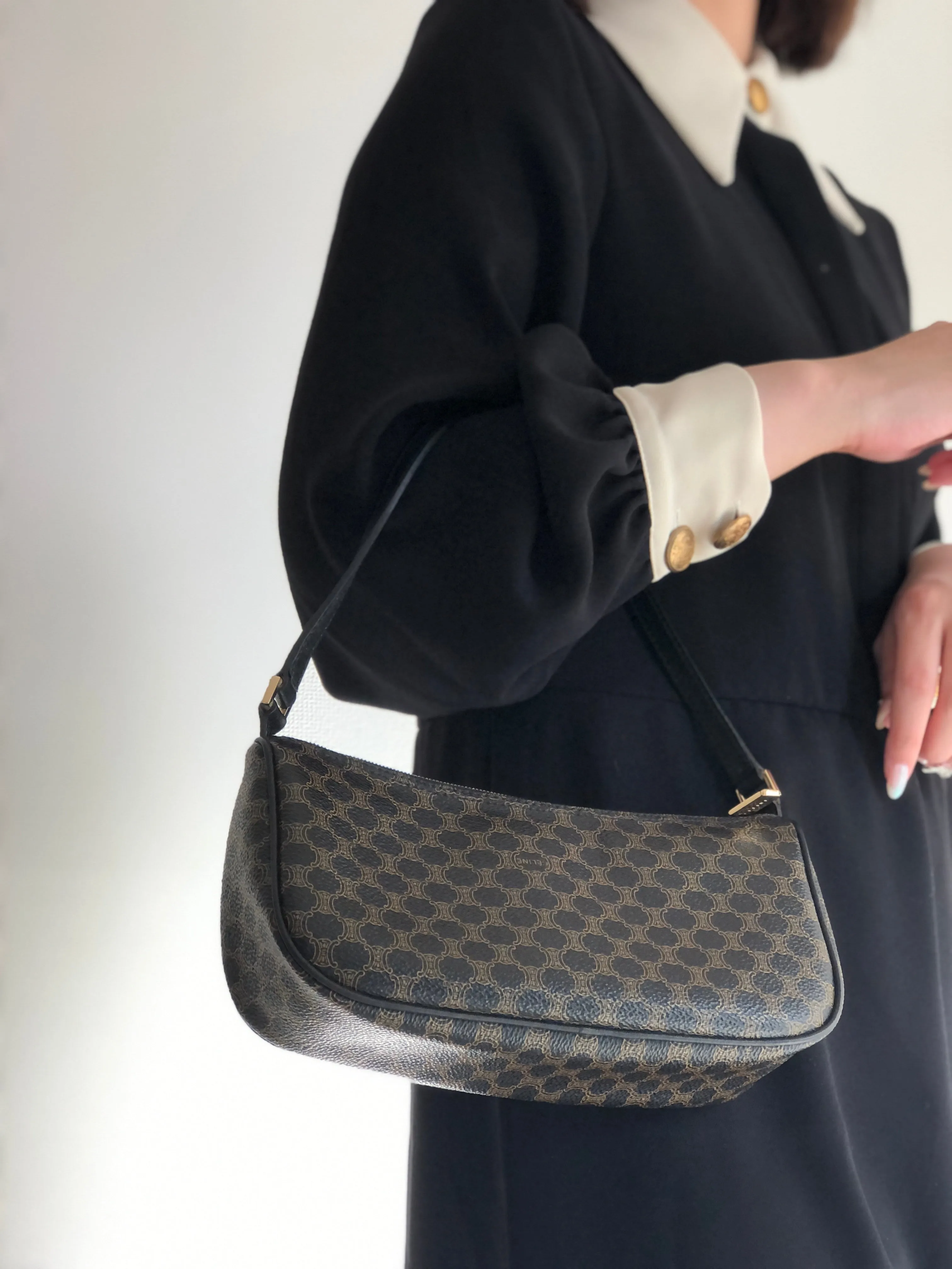 CELINE Macadam Handag Hobobag Black Old Celine Vintage hf3e83