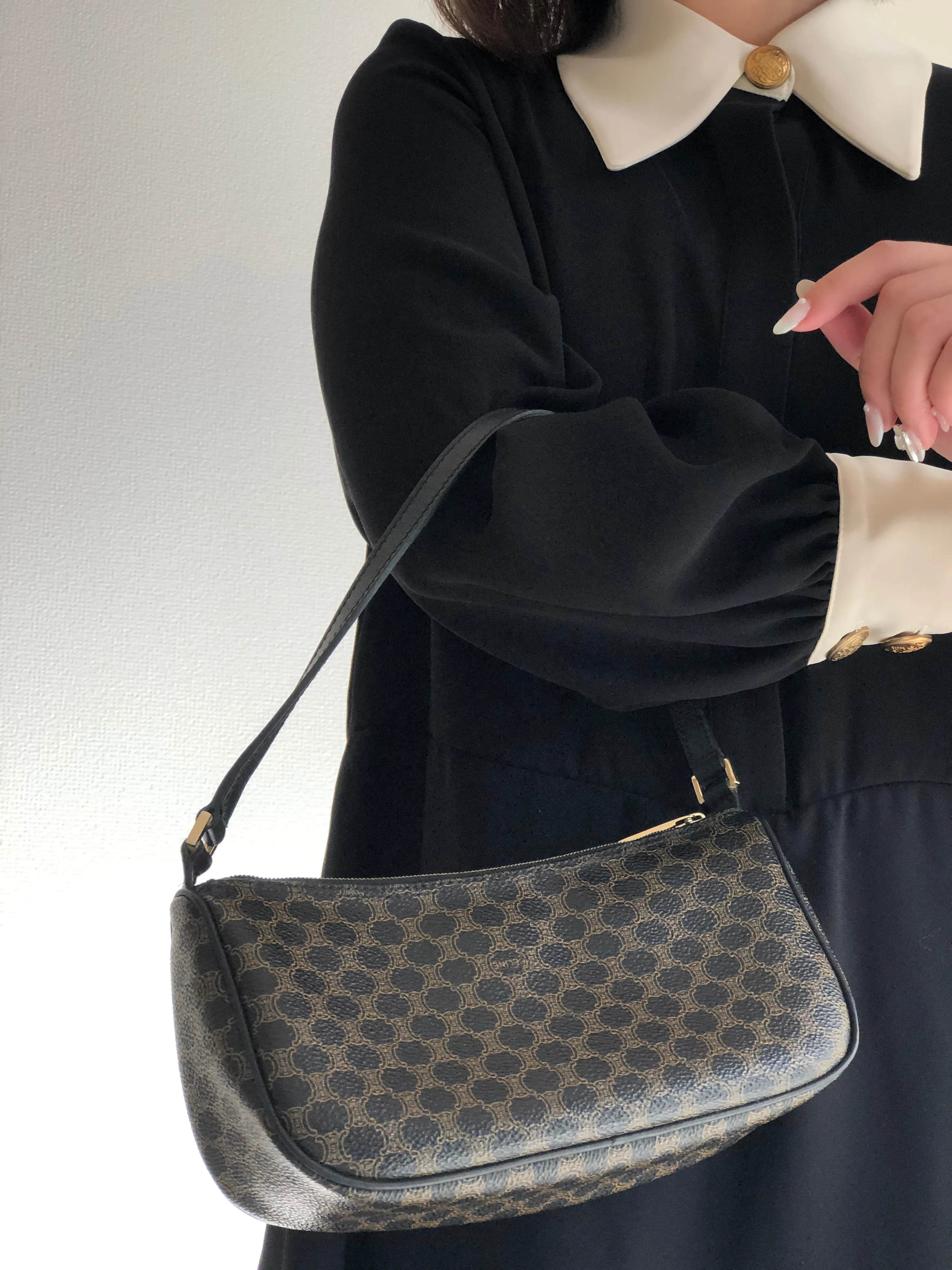 CELINE Macadam Handag Hobobag Black Old Celine Vintage hf3e83