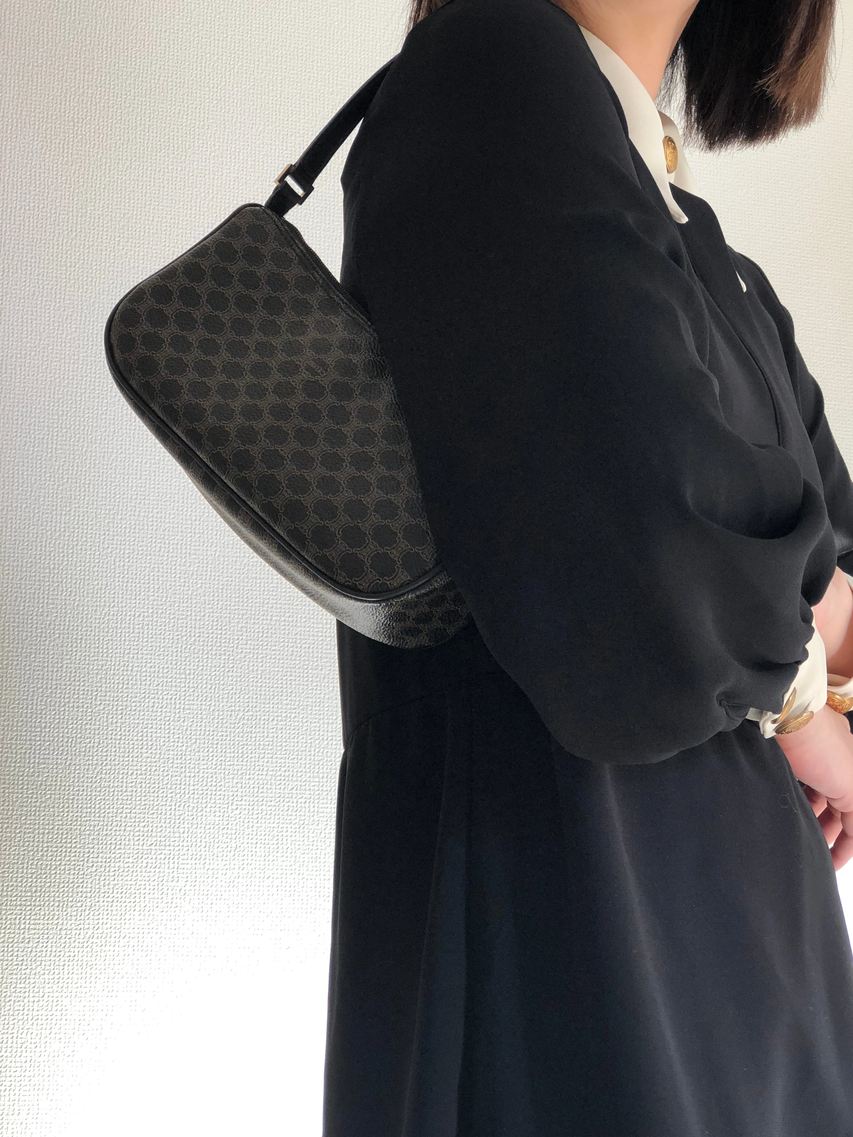 CELINE Macadam Handag Hobobag Black Old Celine Vintage hf3e83