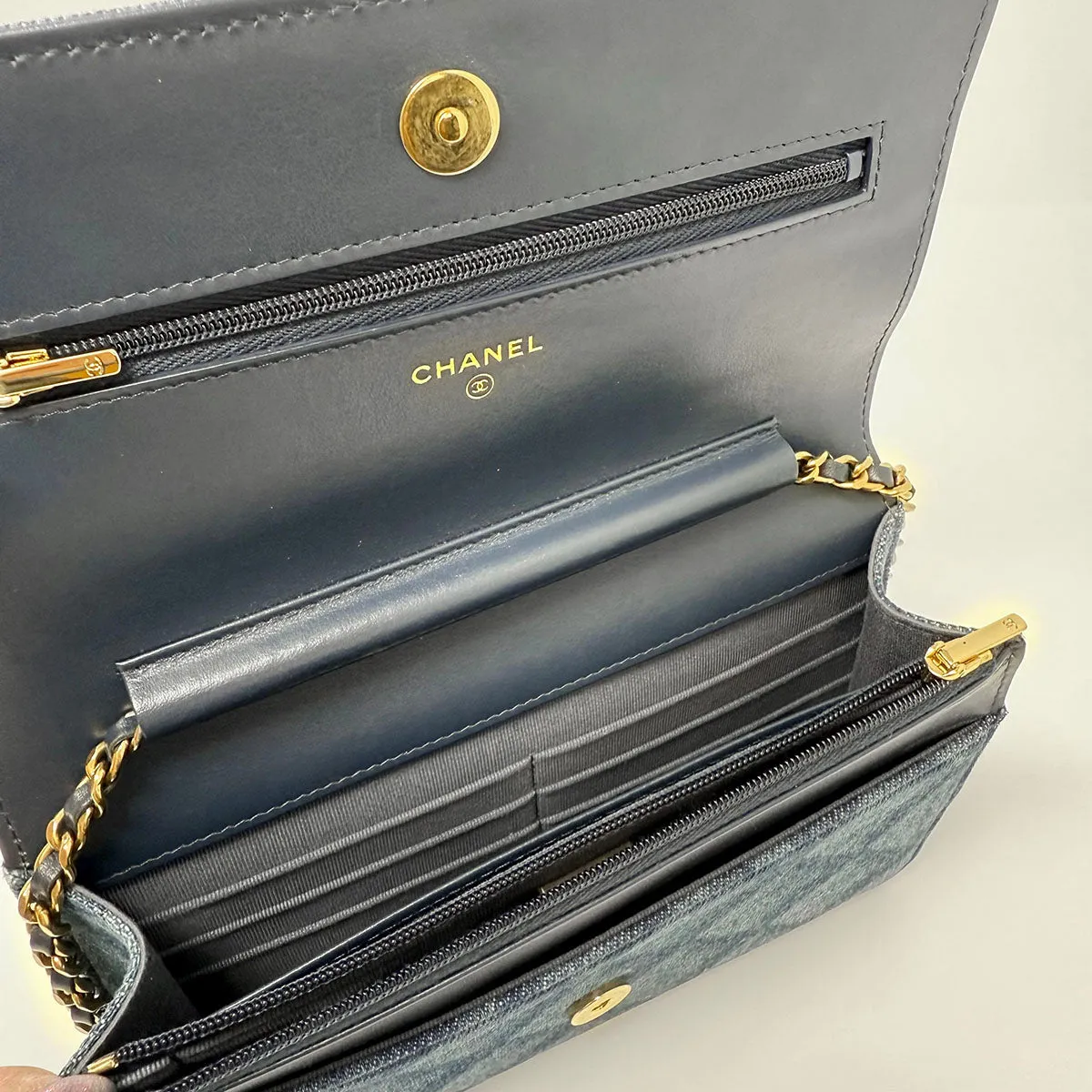 Chanel 2021 Denim Wallet on Chain