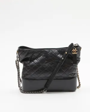 Chanel Black Aged Calfskin Large Hobo Gabrielle Bag