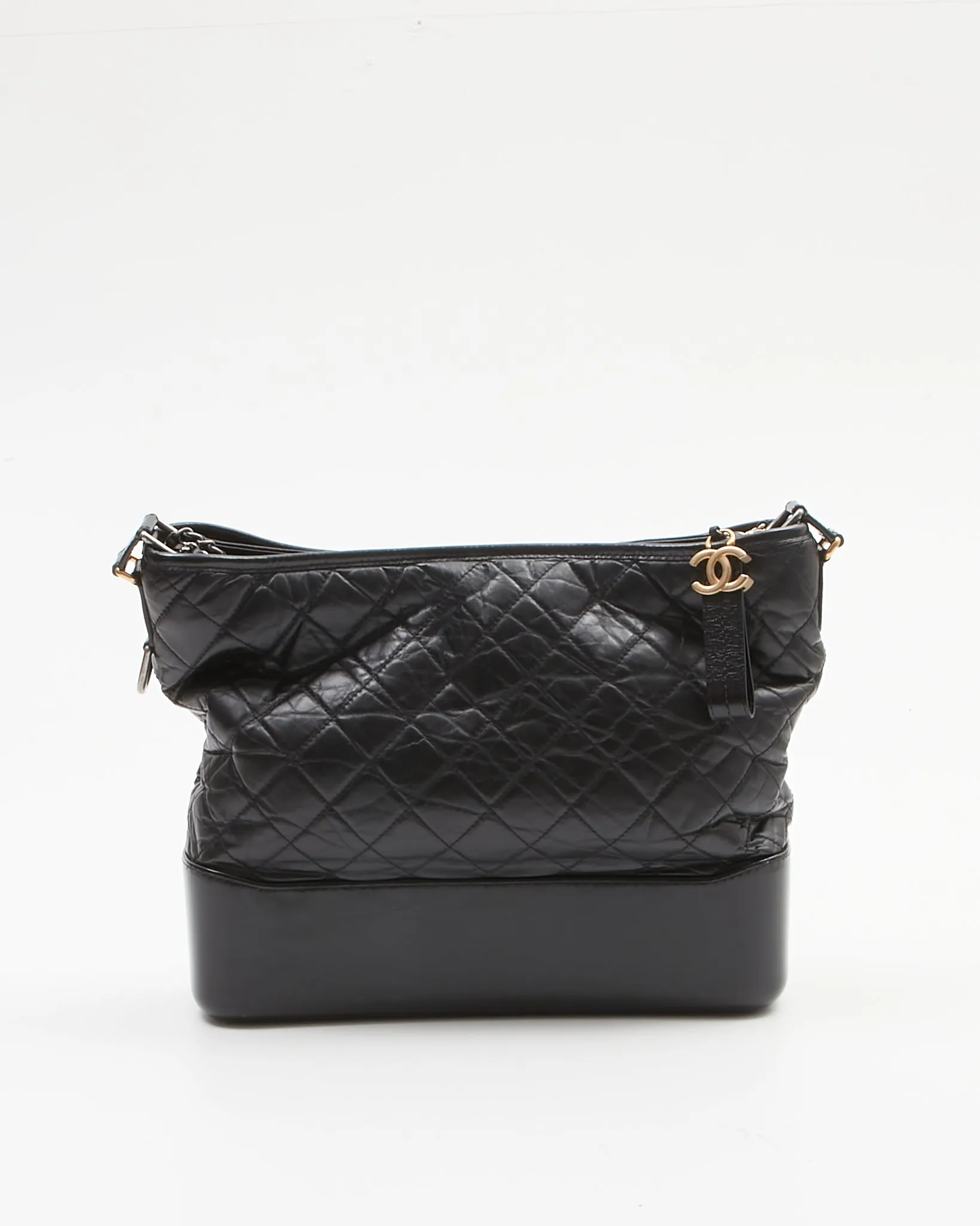 Chanel Black Aged Calfskin Large Hobo Gabrielle Bag
