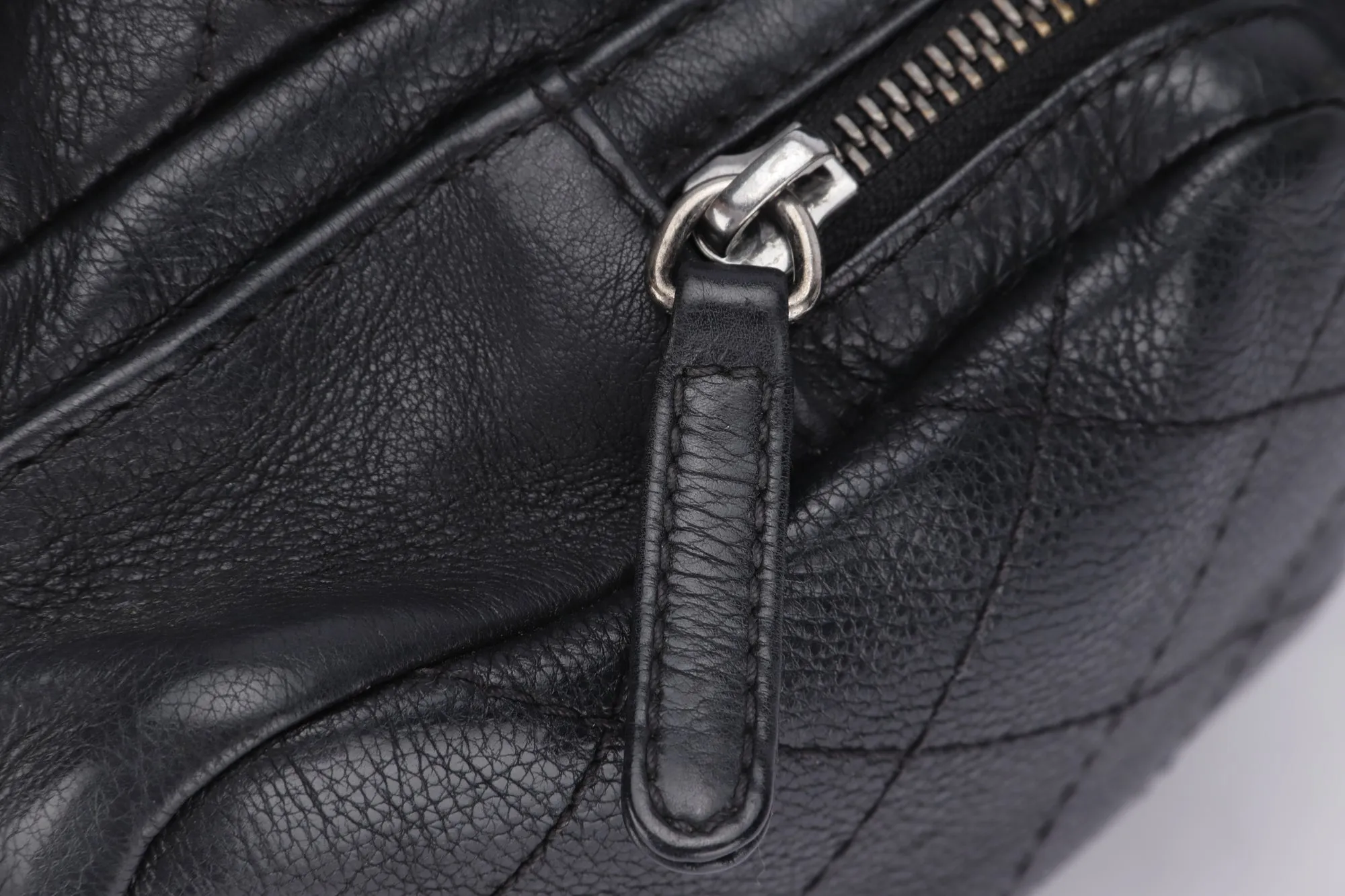 CHANEL BLACK CALFSKIN BACKPACK (2396XXXX), SILVER HARDWARE, WITH CARD, NO HOLOGRAM & DUST COVER