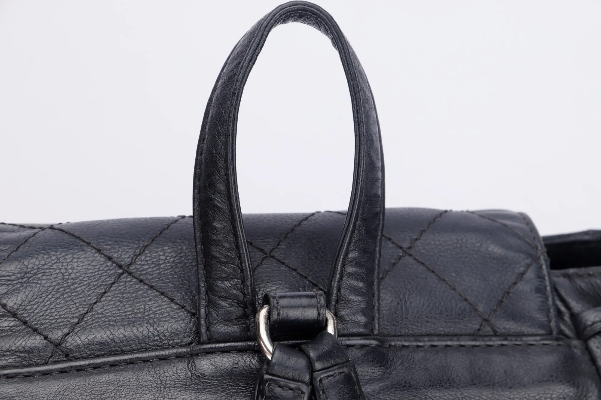 CHANEL BLACK CALFSKIN BACKPACK (2396XXXX), SILVER HARDWARE, WITH CARD, NO HOLOGRAM & DUST COVER