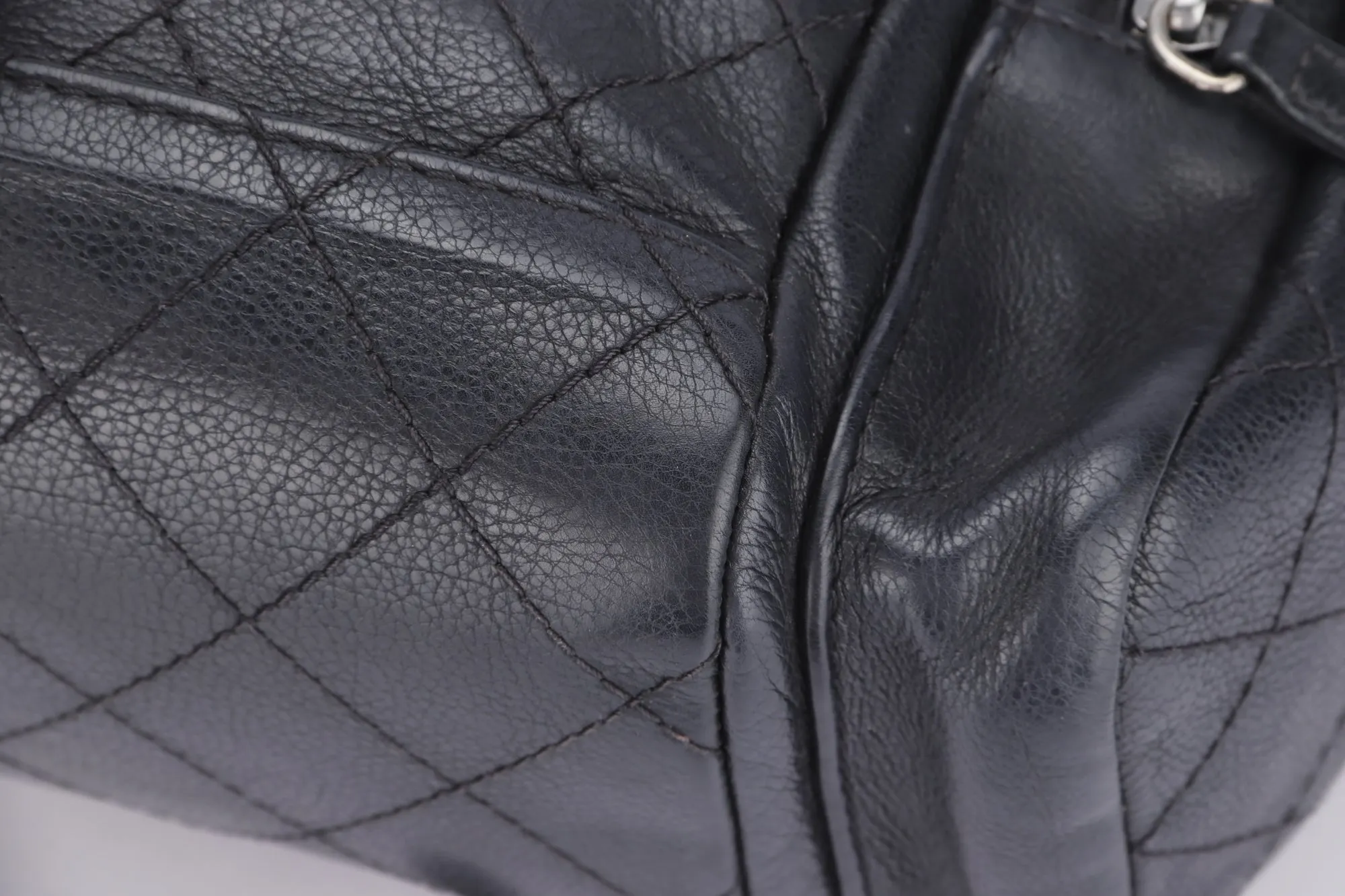 CHANEL BLACK CALFSKIN BACKPACK (2396XXXX), SILVER HARDWARE, WITH CARD, NO HOLOGRAM & DUST COVER