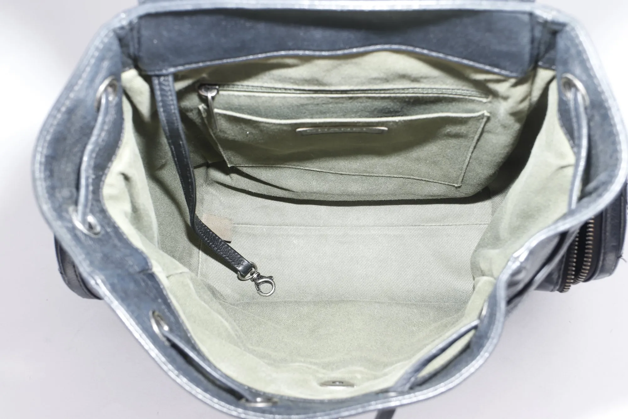 CHANEL BLACK CALFSKIN BACKPACK (2396XXXX), SILVER HARDWARE, WITH CARD, NO HOLOGRAM & DUST COVER