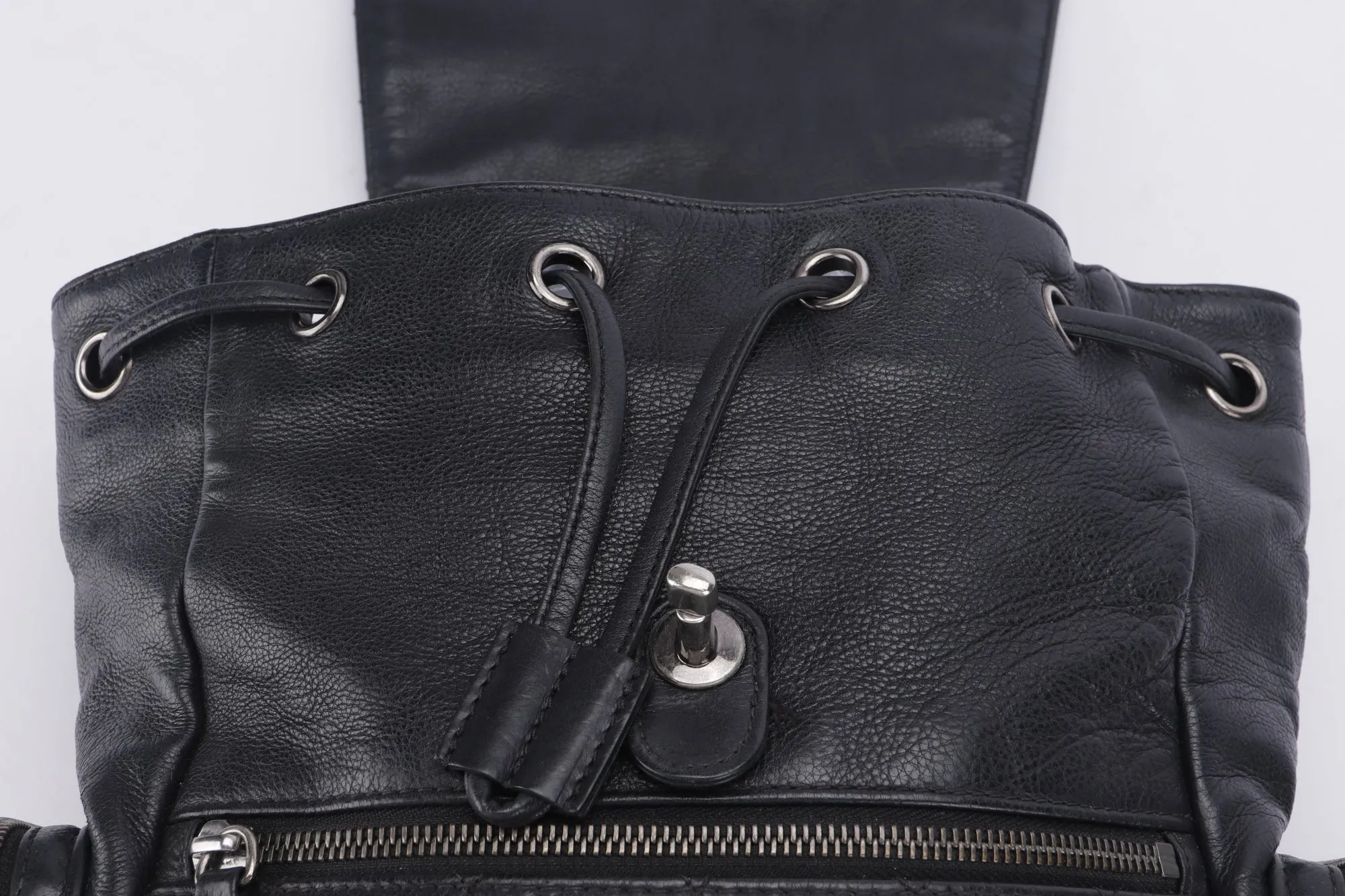 CHANEL BLACK CALFSKIN BACKPACK (2396XXXX), SILVER HARDWARE, WITH CARD, NO HOLOGRAM & DUST COVER