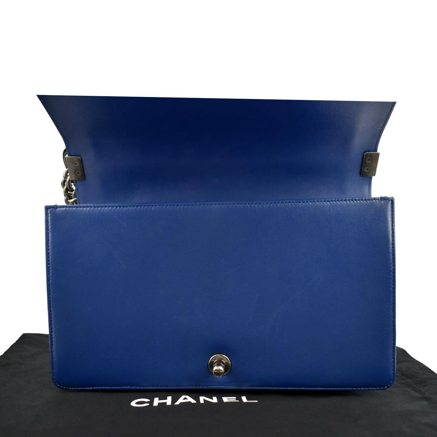 CHANEL Boy Flap Calf Leather Crossbody Bag Blue