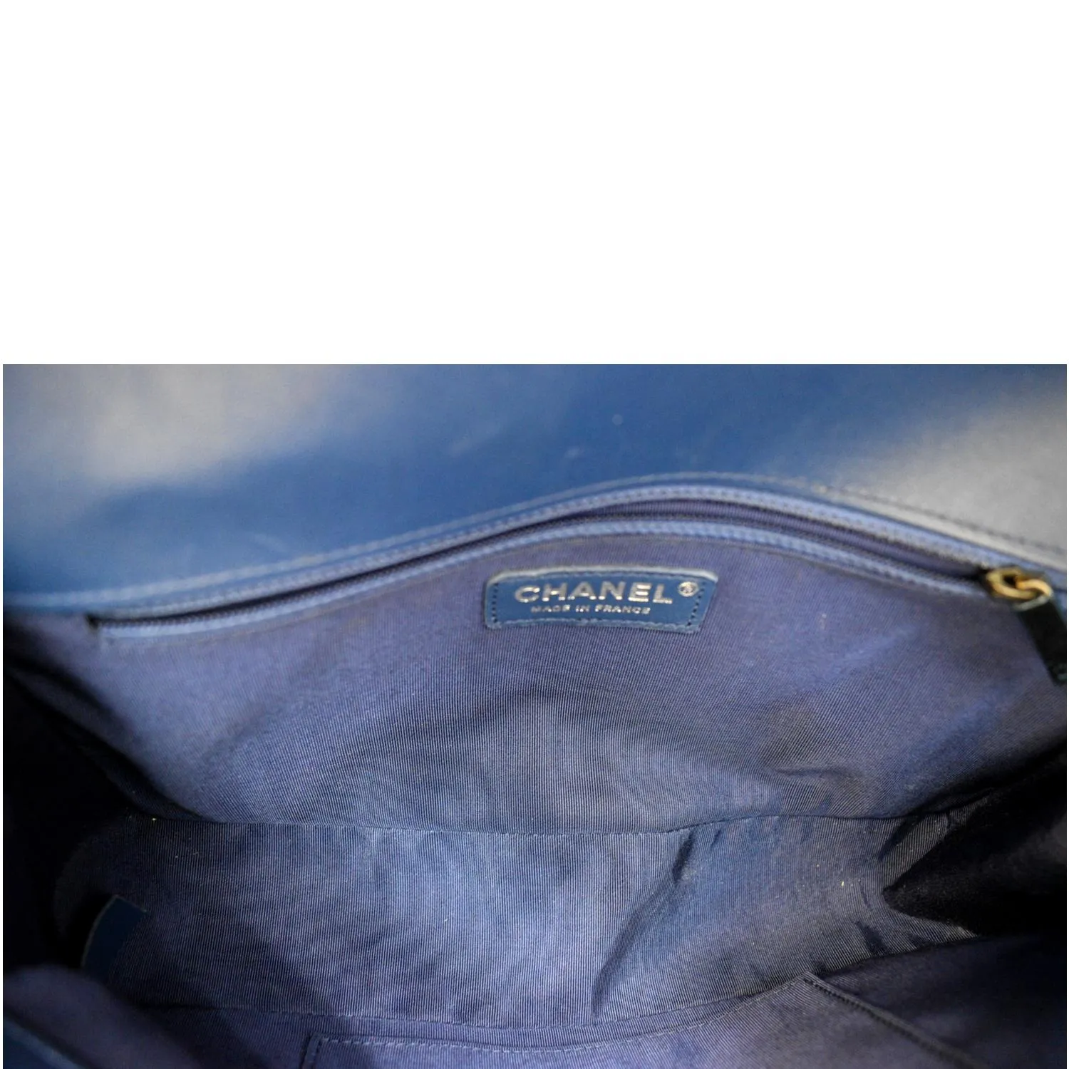 CHANEL Boy Flap Calf Leather Crossbody Bag Blue
