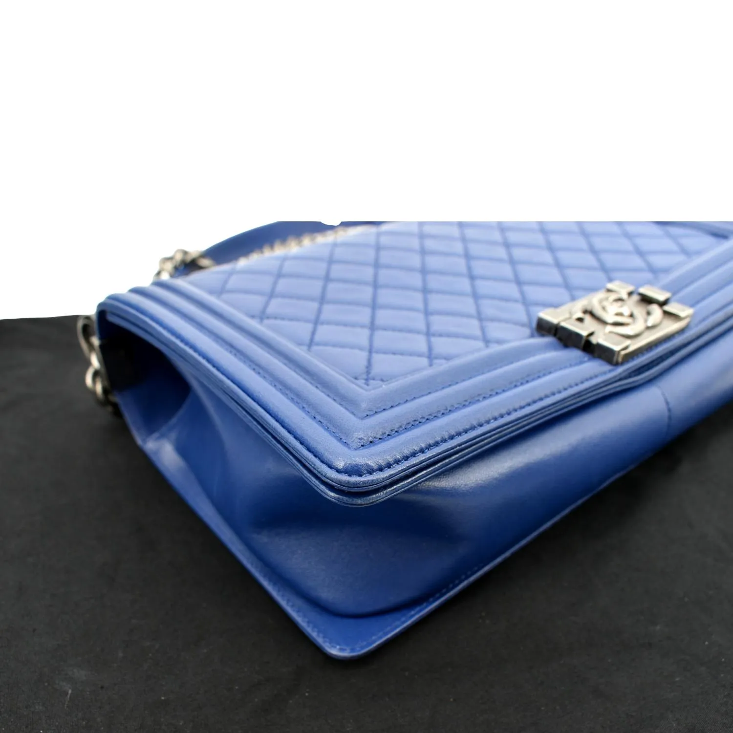 CHANEL Boy Flap Calf Leather Crossbody Bag Blue