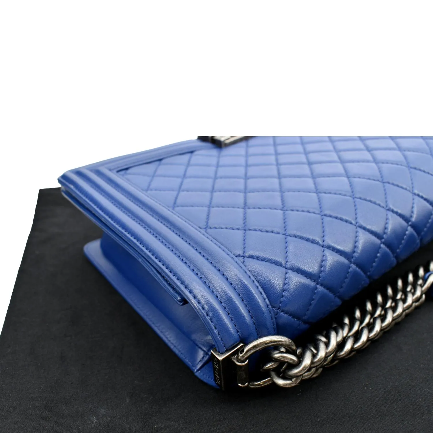 CHANEL Boy Flap Calf Leather Crossbody Bag Blue