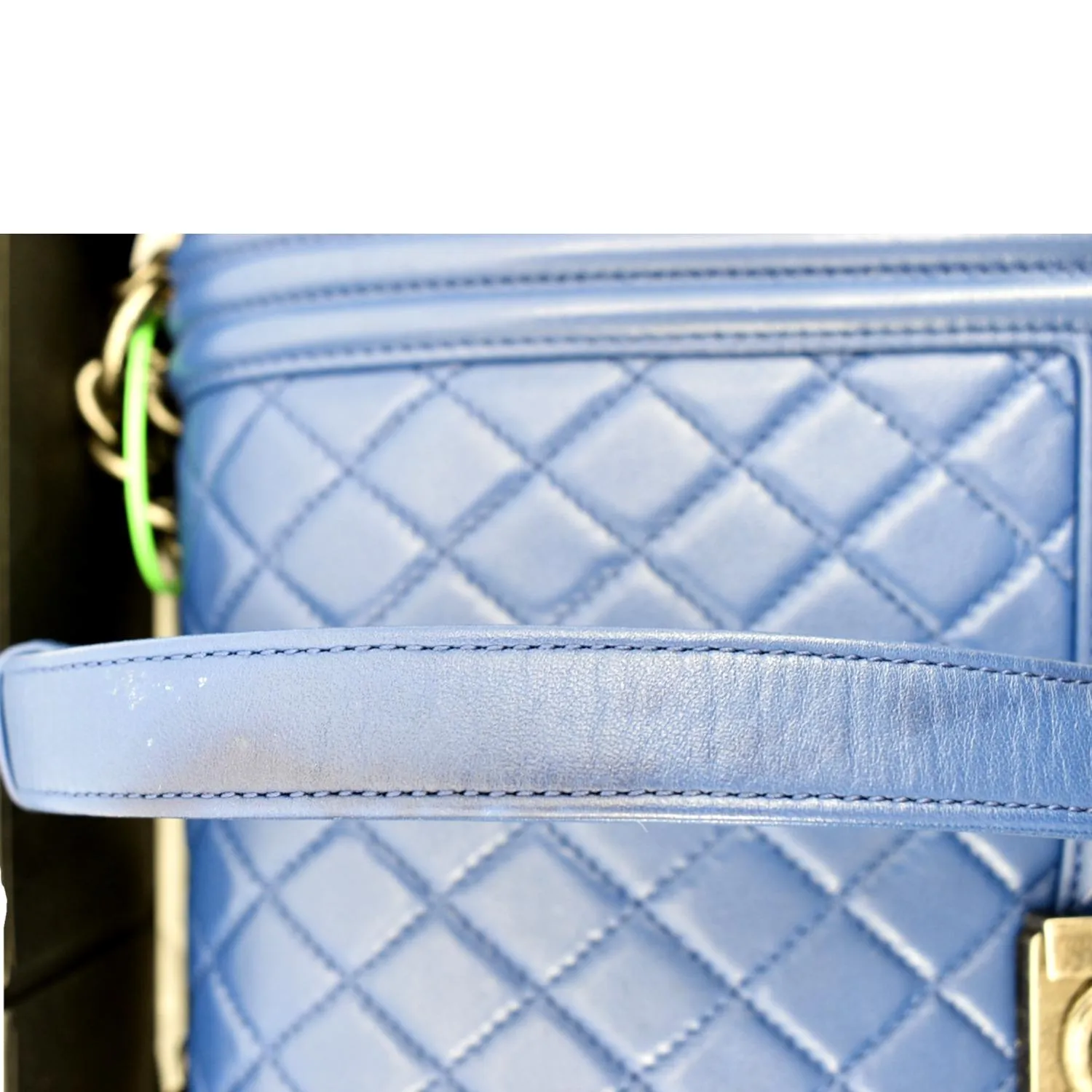 CHANEL Boy Flap Calf Leather Crossbody Bag Blue