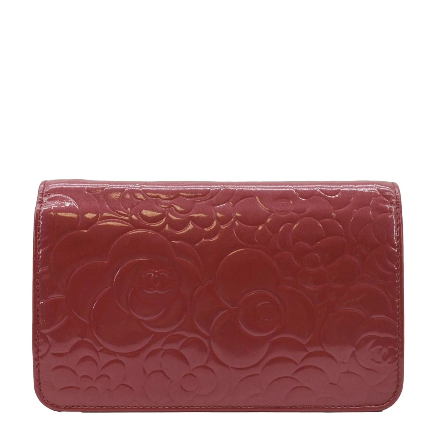 CHANEL Camellia Wallet On Chain Leather Crossbody Bag Pink