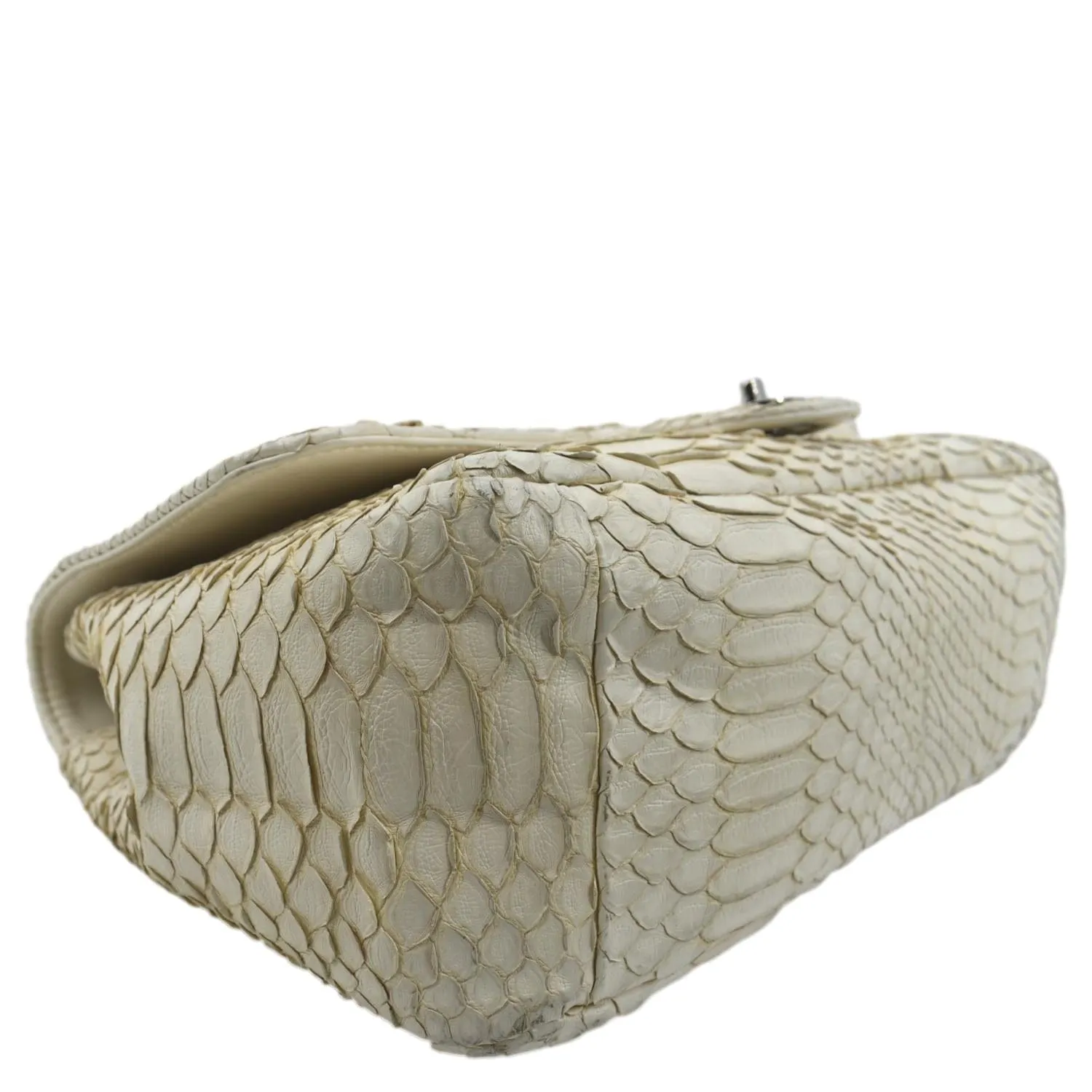 CHANEL Flap Python Leather Crossbody Bag Ivory