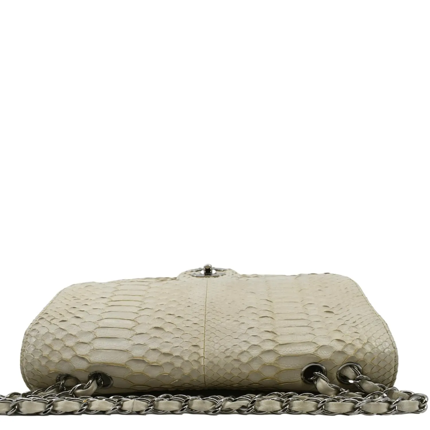 CHANEL Flap Python Leather Crossbody Bag Ivory