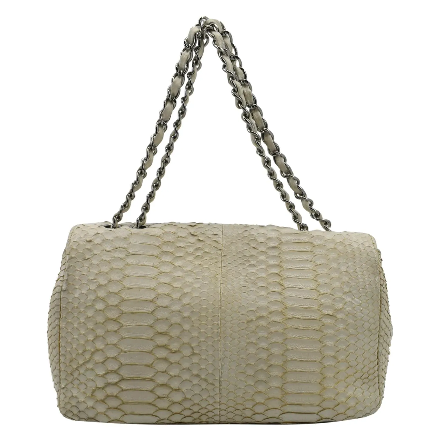 CHANEL Flap Python Leather Crossbody Bag Ivory