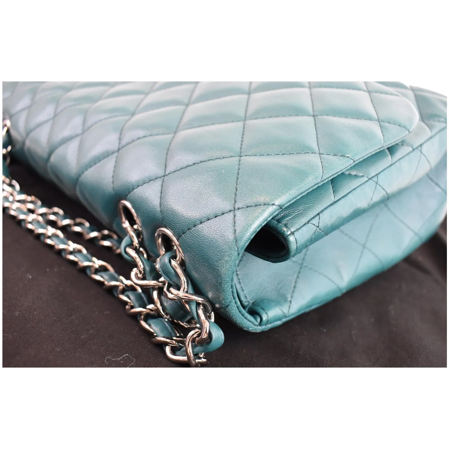 CHANEL Jumbo Classic Single Flap Lambskin Crossbody Bag Teal