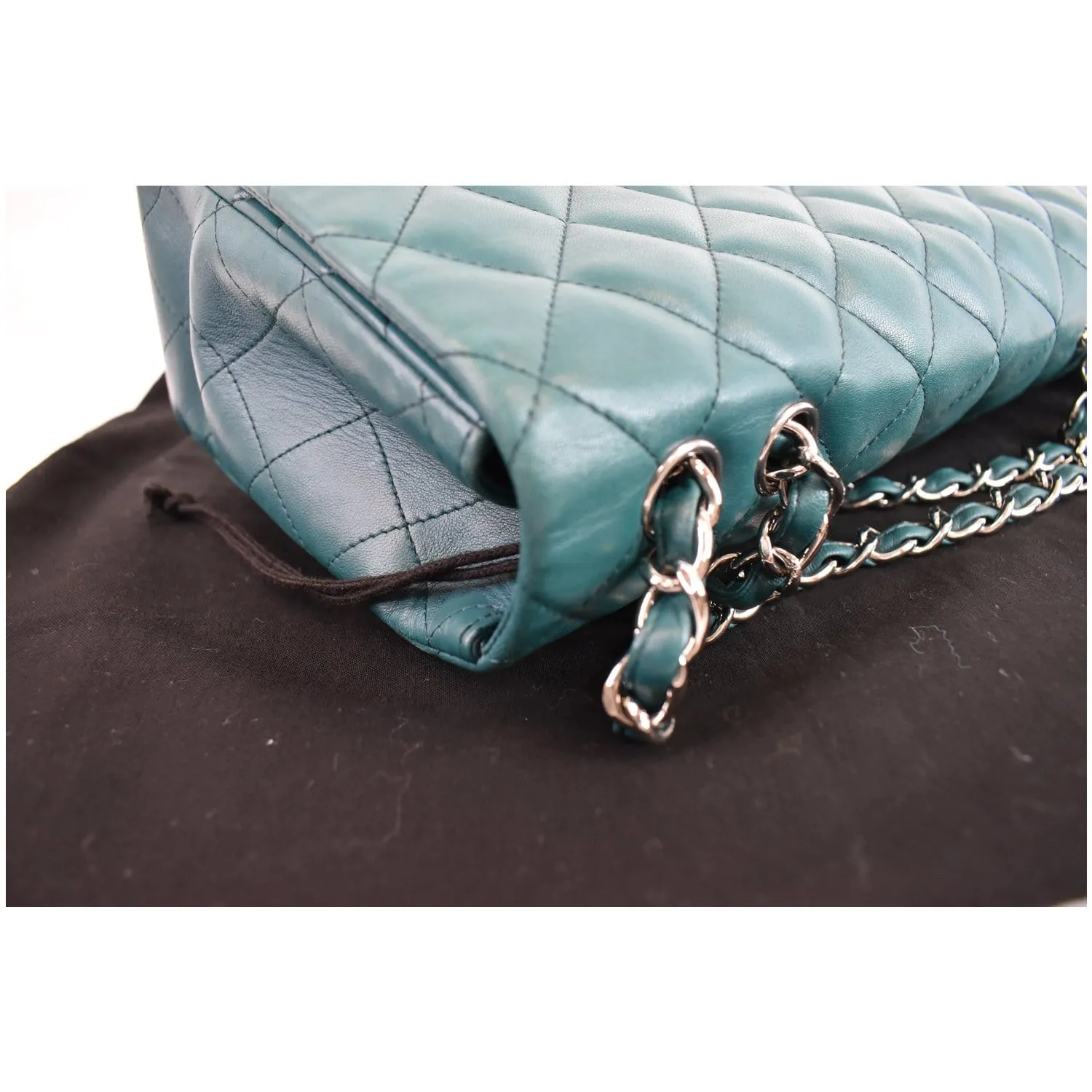 CHANEL Jumbo Classic Single Flap Lambskin Crossbody Bag Teal