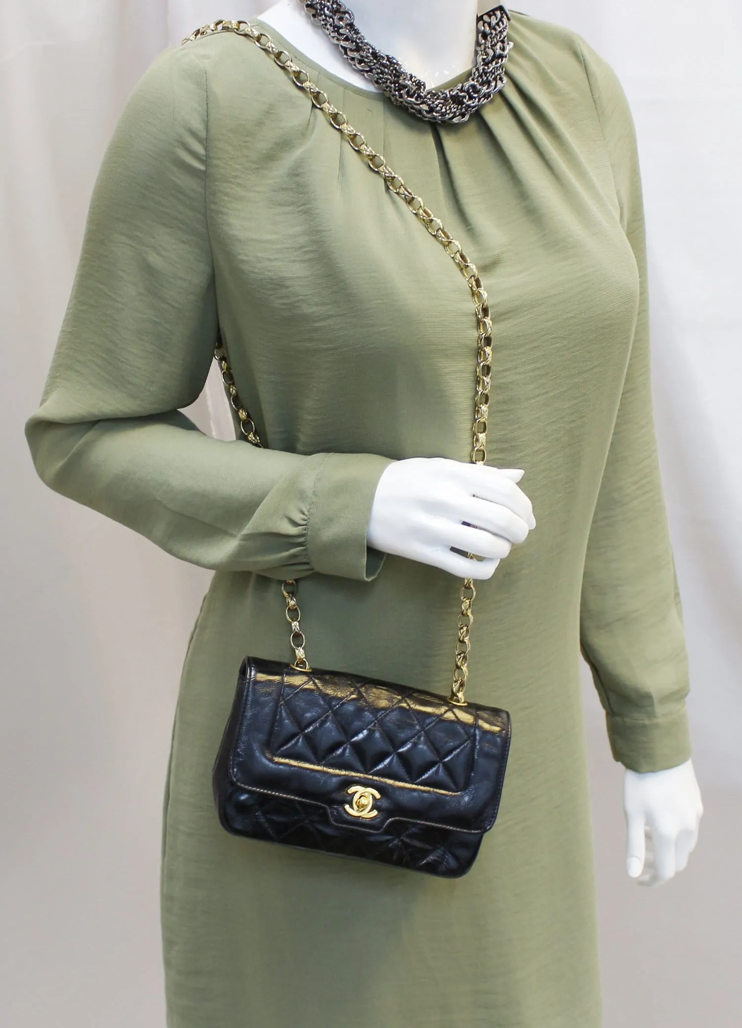 CHANEL Mini Diana Flap Crossbody Bag with Gold Hardware