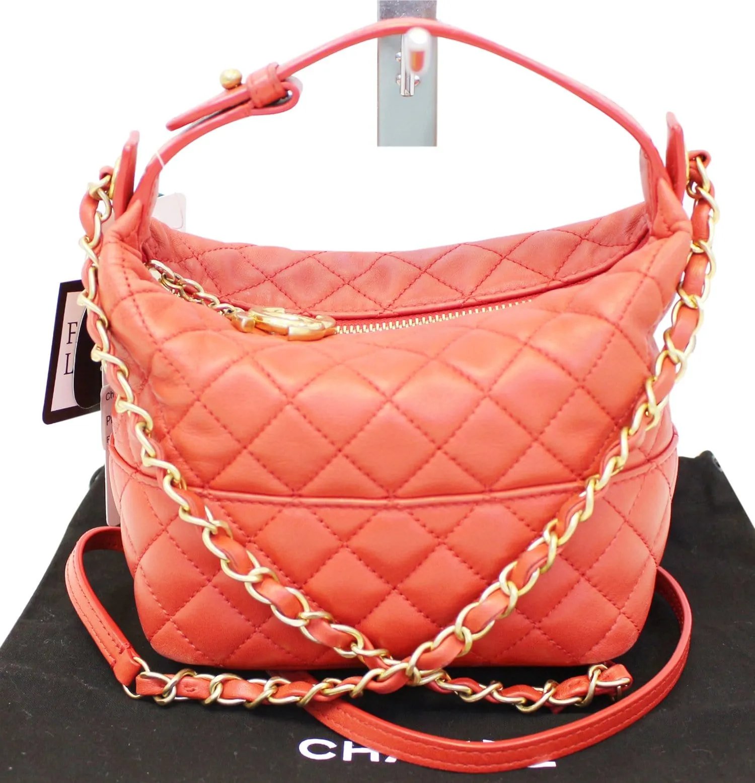 Chanel Red Quilted Lambskin Forever Small Hobo Bag
