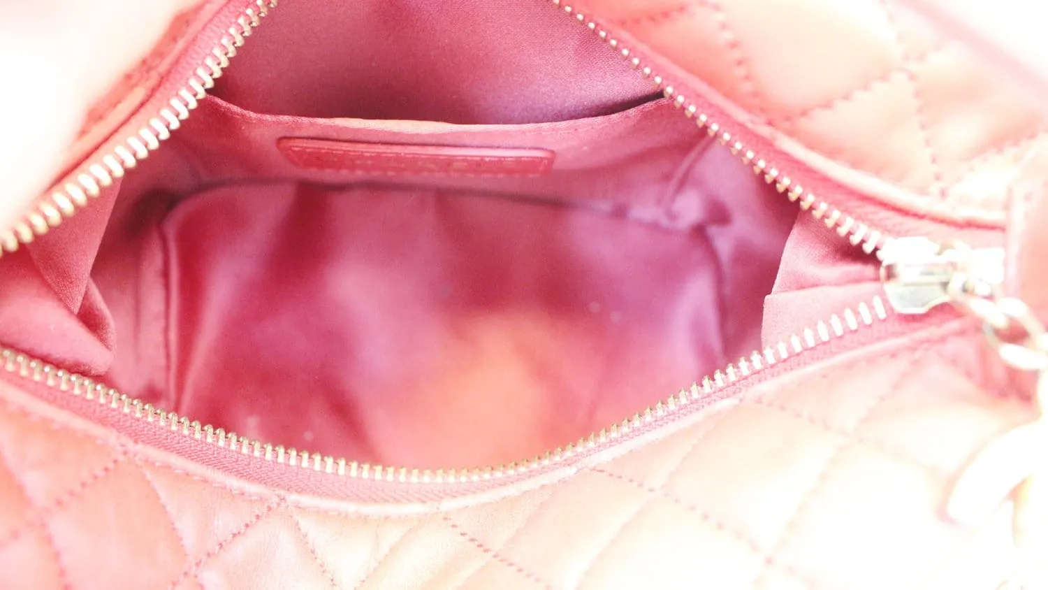 Chanel Red Quilted Lambskin Forever Small Hobo Bag