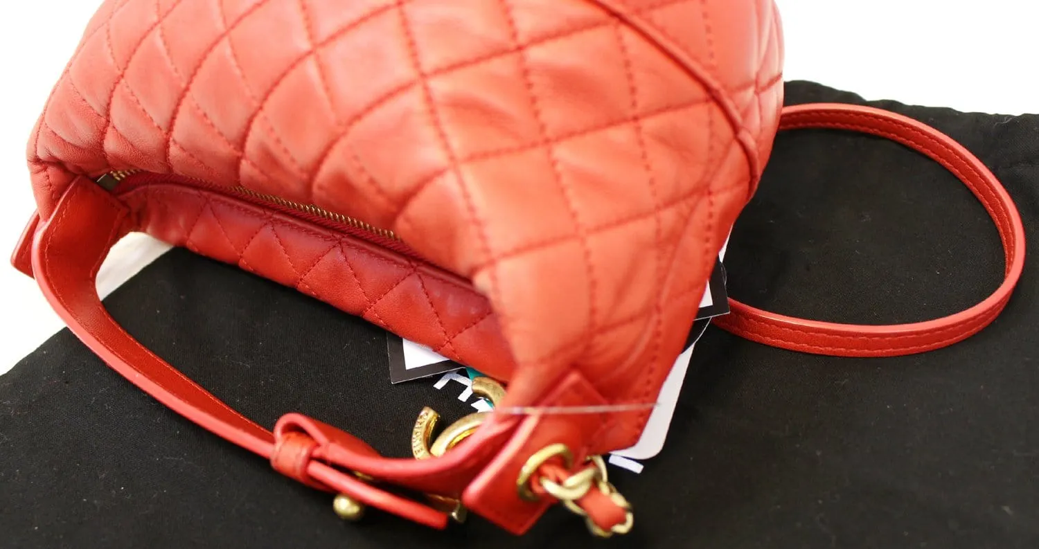 Chanel Red Quilted Lambskin Forever Small Hobo Bag