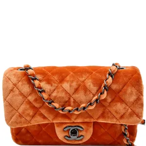 CHANEL Small Flap Quilted Velvet Crossbody Bag Coral - 25% OFF