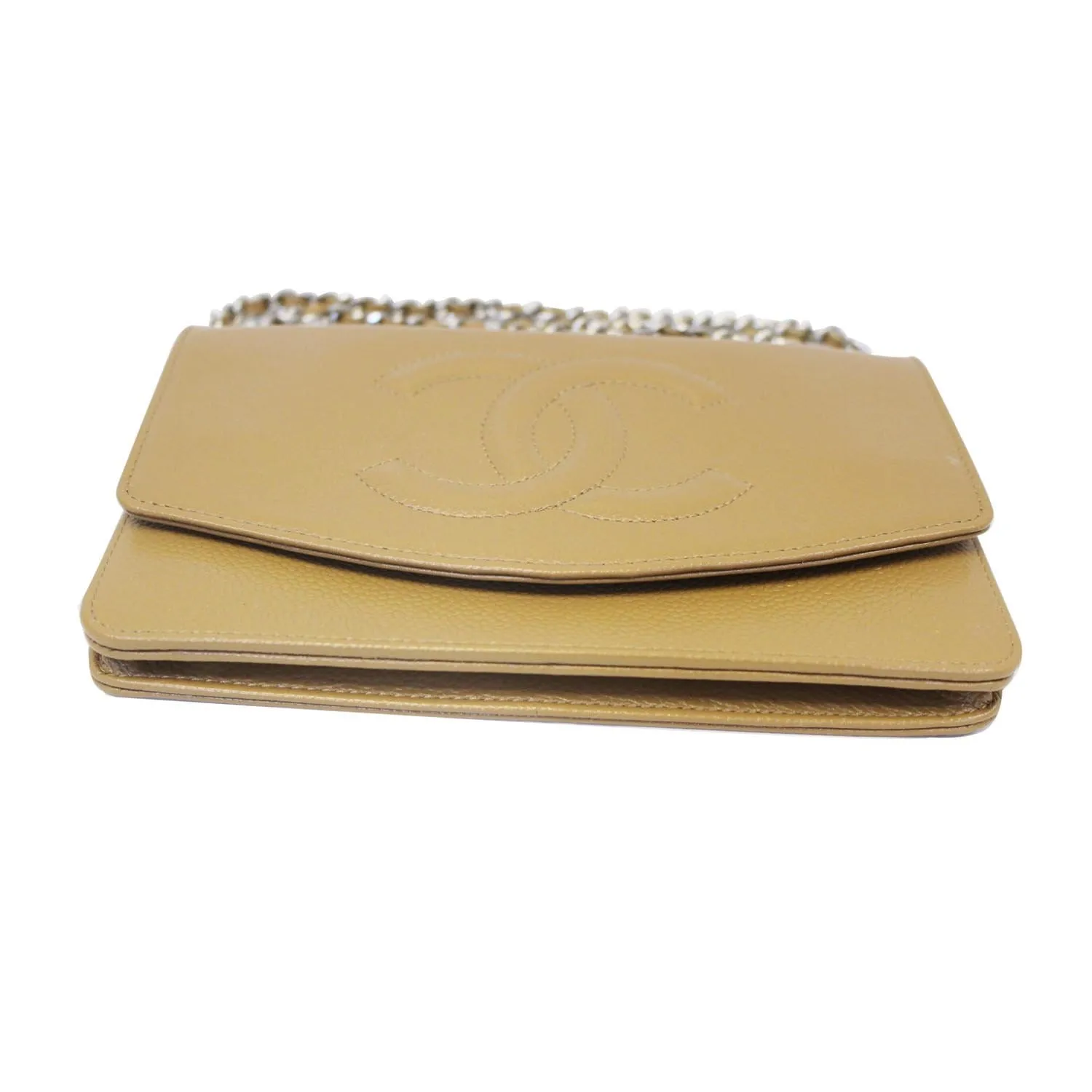CHANEL Timeless WOC Caviar Leather Clutch Crossbody Bag Beige