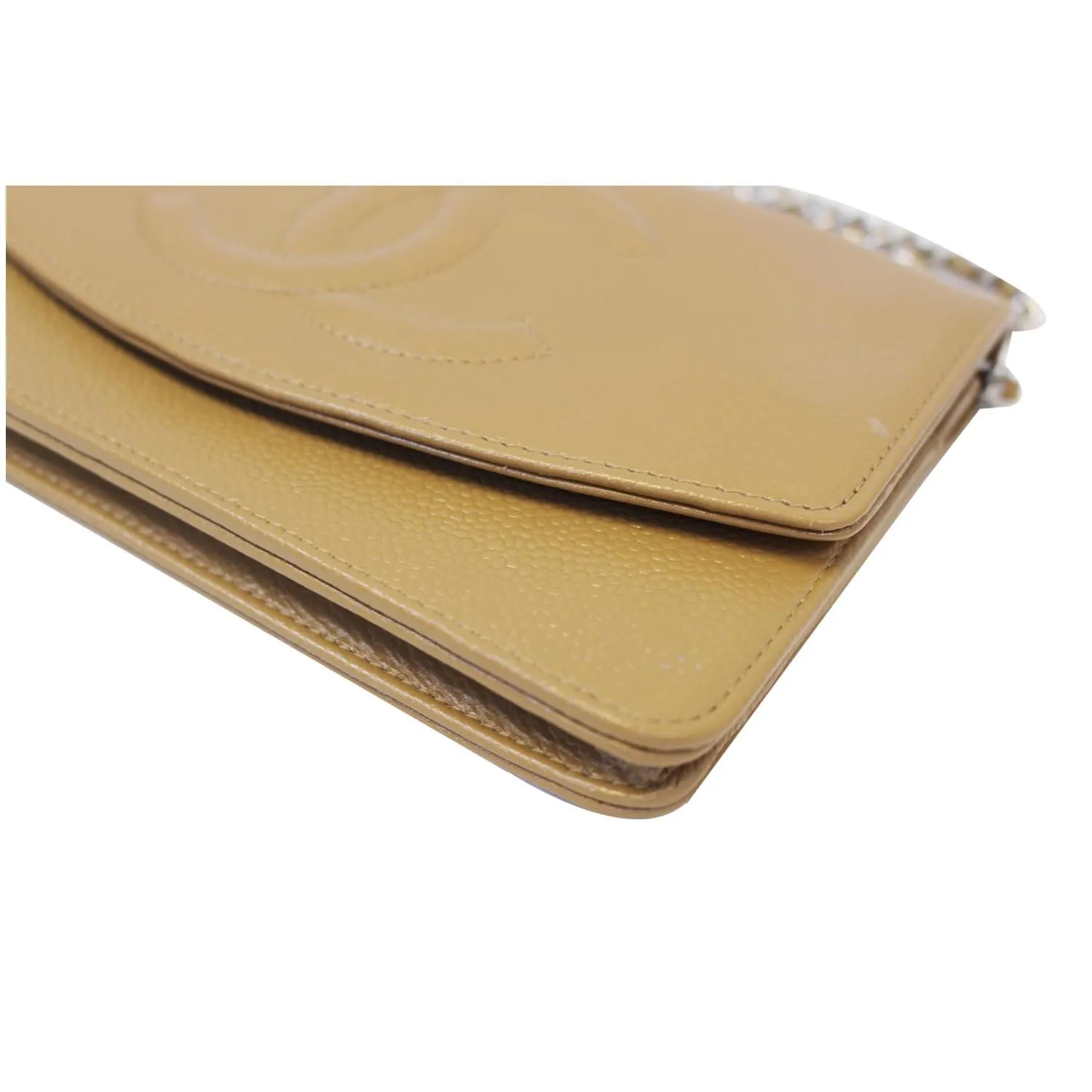 CHANEL Timeless WOC Caviar Leather Clutch Crossbody Bag Beige