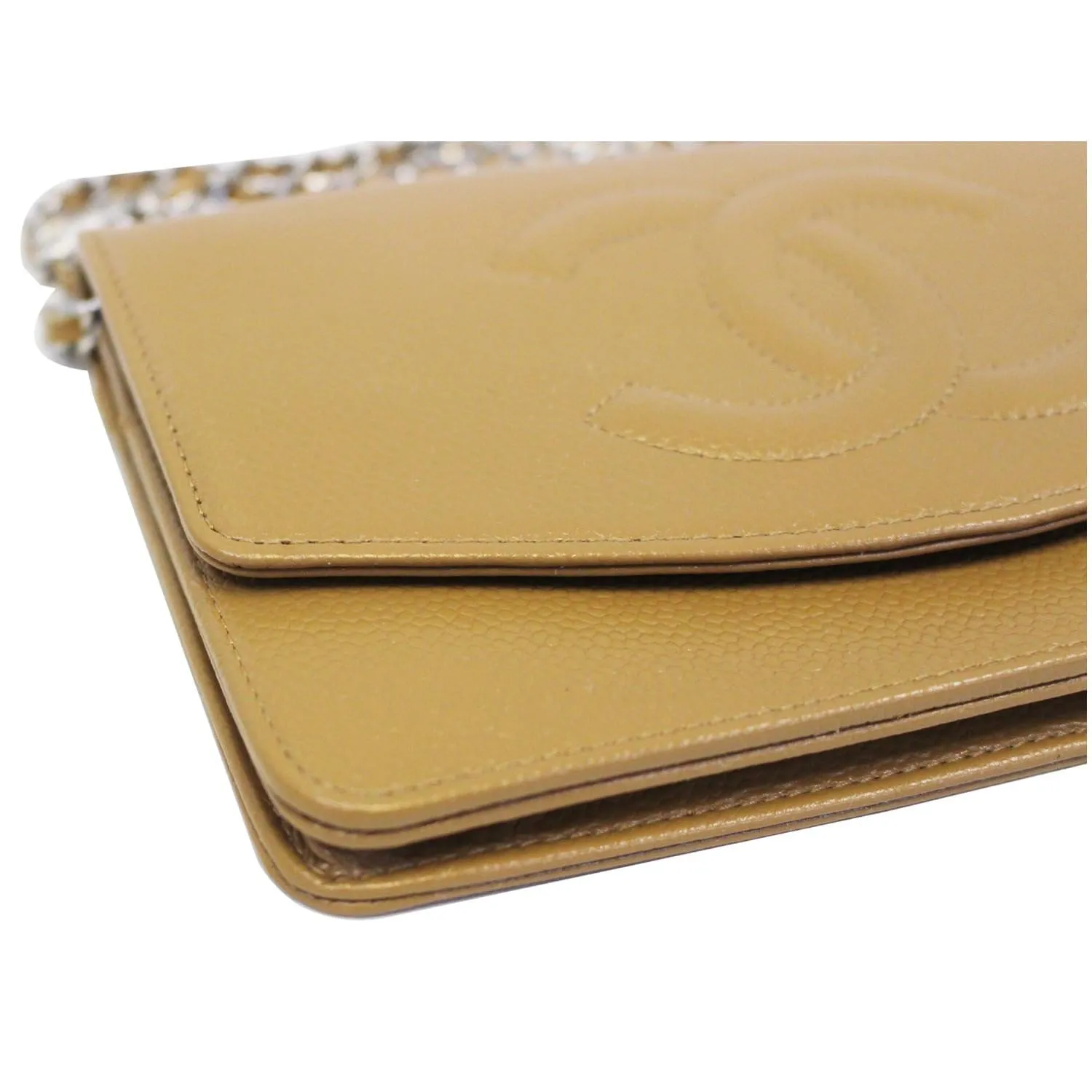 CHANEL Timeless WOC Caviar Leather Clutch Crossbody Bag Beige