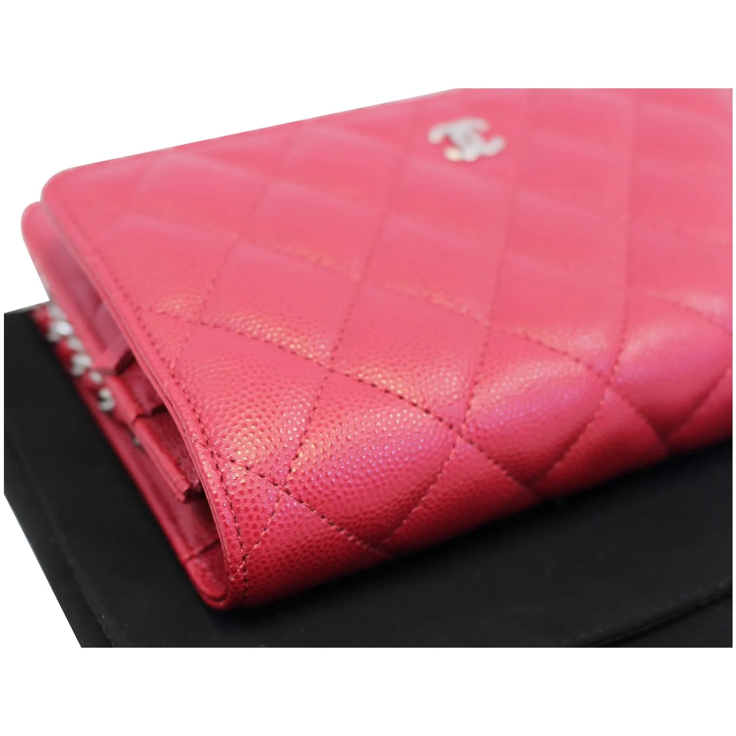 CHANEL Wallet On Chain WOC Caviar Leather Clutch Crossbody Bag Red