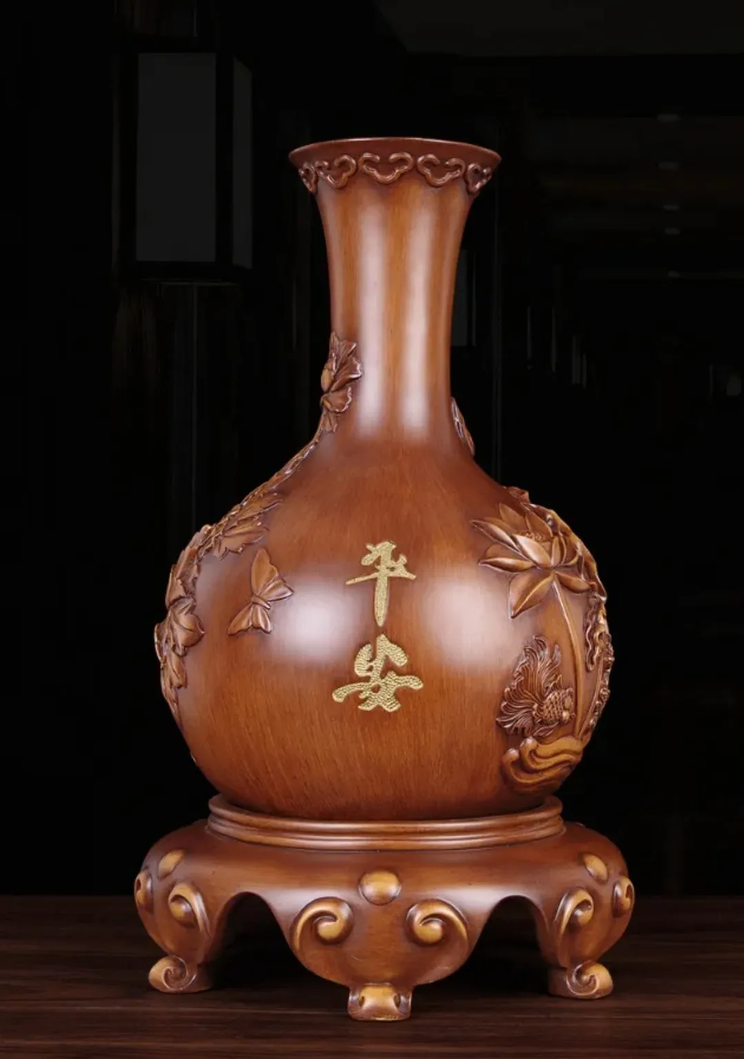 Chinese Feng Shui Lucky Wealth Vase Home/Office Decor Sculpture Craft Living Room TV Cabinet Fortune Ornament Housewarming Gift