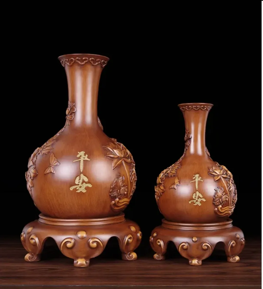 Chinese Feng Shui Lucky Wealth Vase Home/Office Decor Sculpture Craft Living Room TV Cabinet Fortune Ornament Housewarming Gift