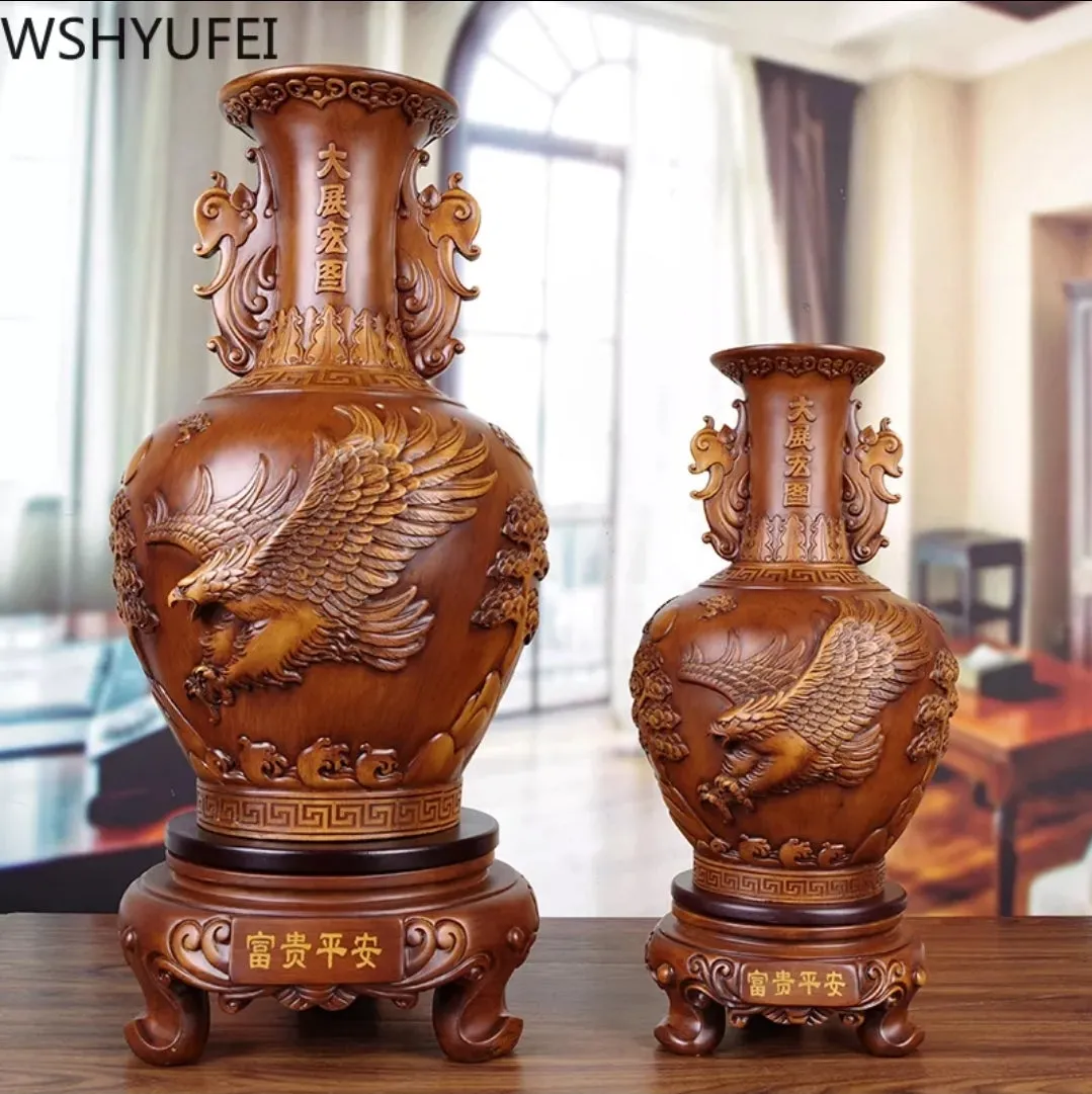 Chinese Feng Shui Lucky Wealth Vase Home/Office Decor Sculpture Craft Living Room TV Cabinet Fortune Ornament Housewarming Gift