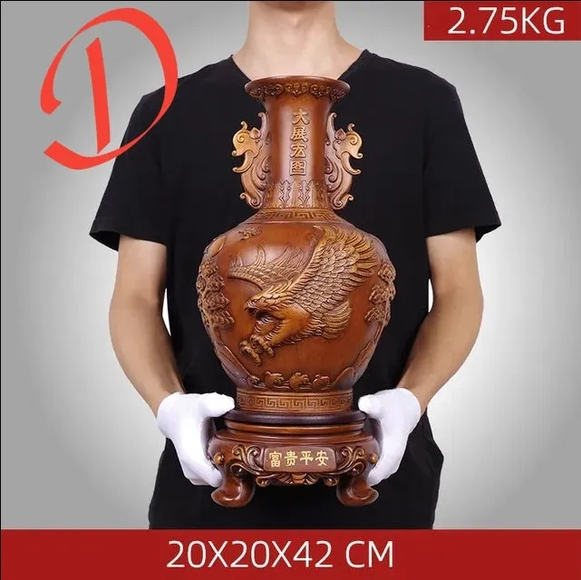 Chinese Feng Shui Lucky Wealth Vase Home/Office Decor Sculpture Craft Living Room TV Cabinet Fortune Ornament Housewarming Gift