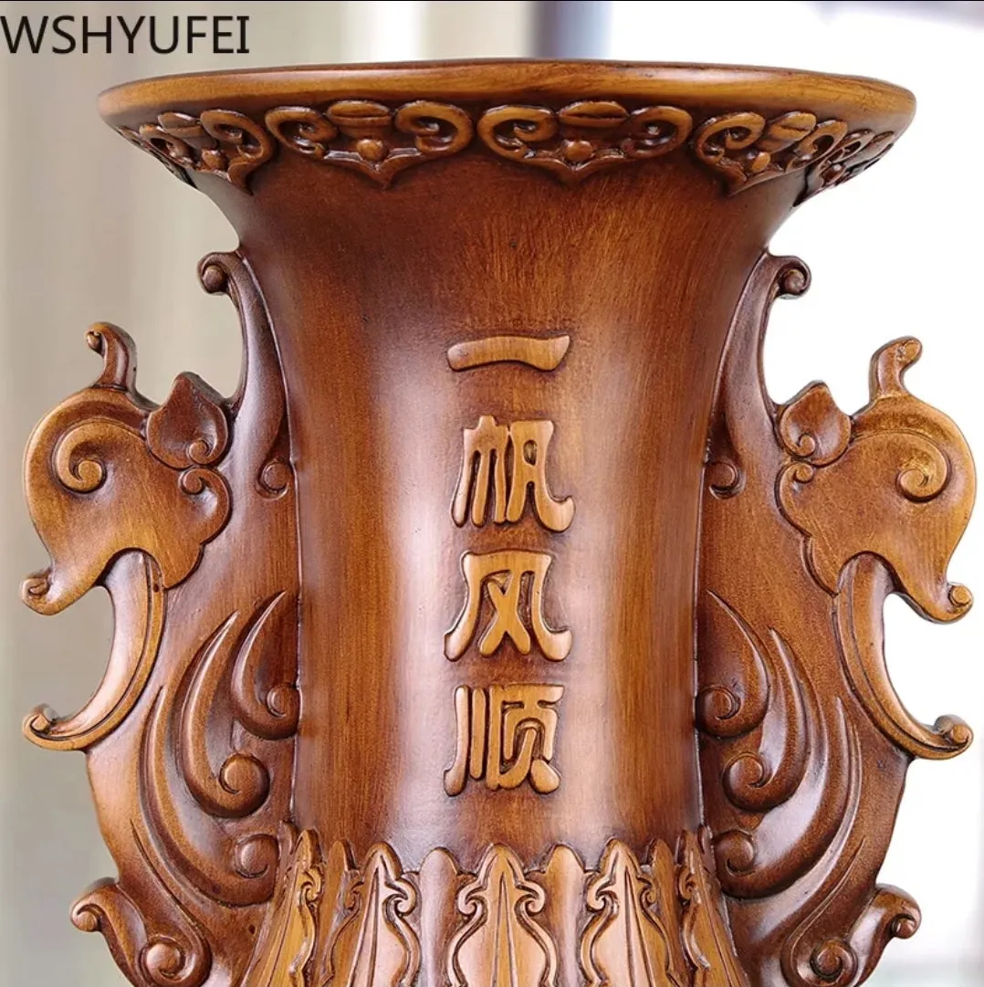 Chinese Feng Shui Lucky Wealth Vase Home/Office Decor Sculpture Craft Living Room TV Cabinet Fortune Ornament Housewarming Gift