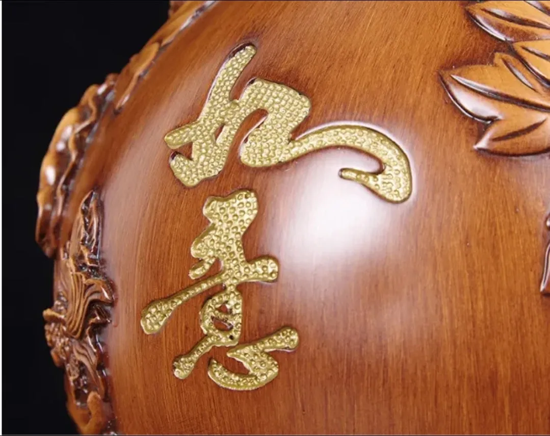 Chinese Feng Shui Lucky Wealth Vase Home/Office Decor Sculpture Craft Living Room TV Cabinet Fortune Ornament Housewarming Gift