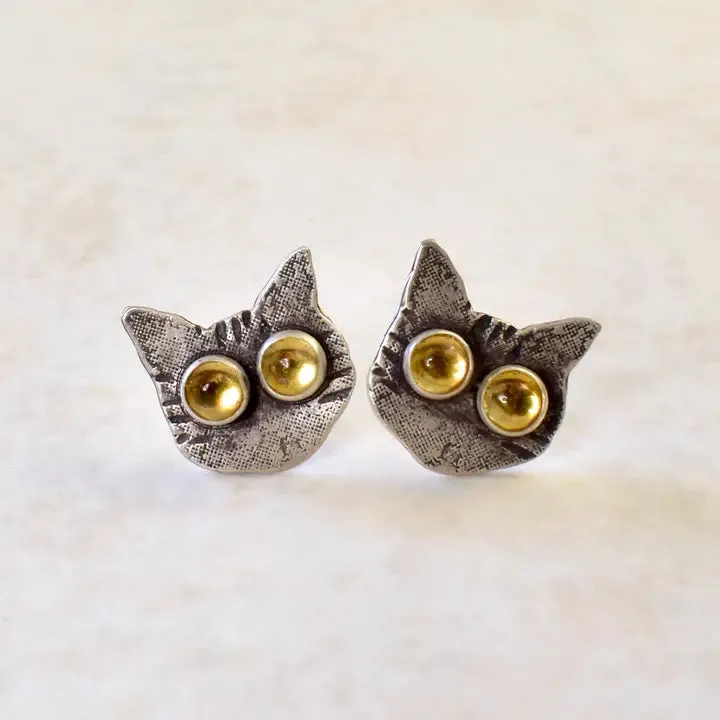 Chloeography - Earrings - Laser Eyes Cat Studs (Assorted Designs)
