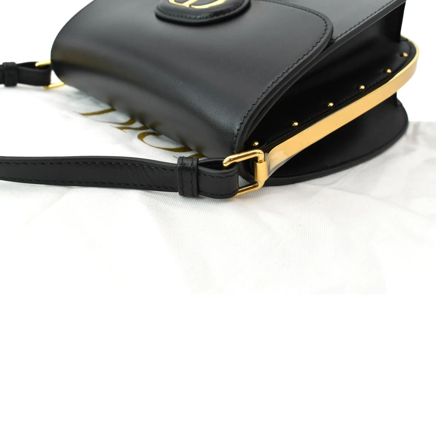 CHRISTIAN DIOR Bobby Frame Calfskin Leather Crossbody Bag Black