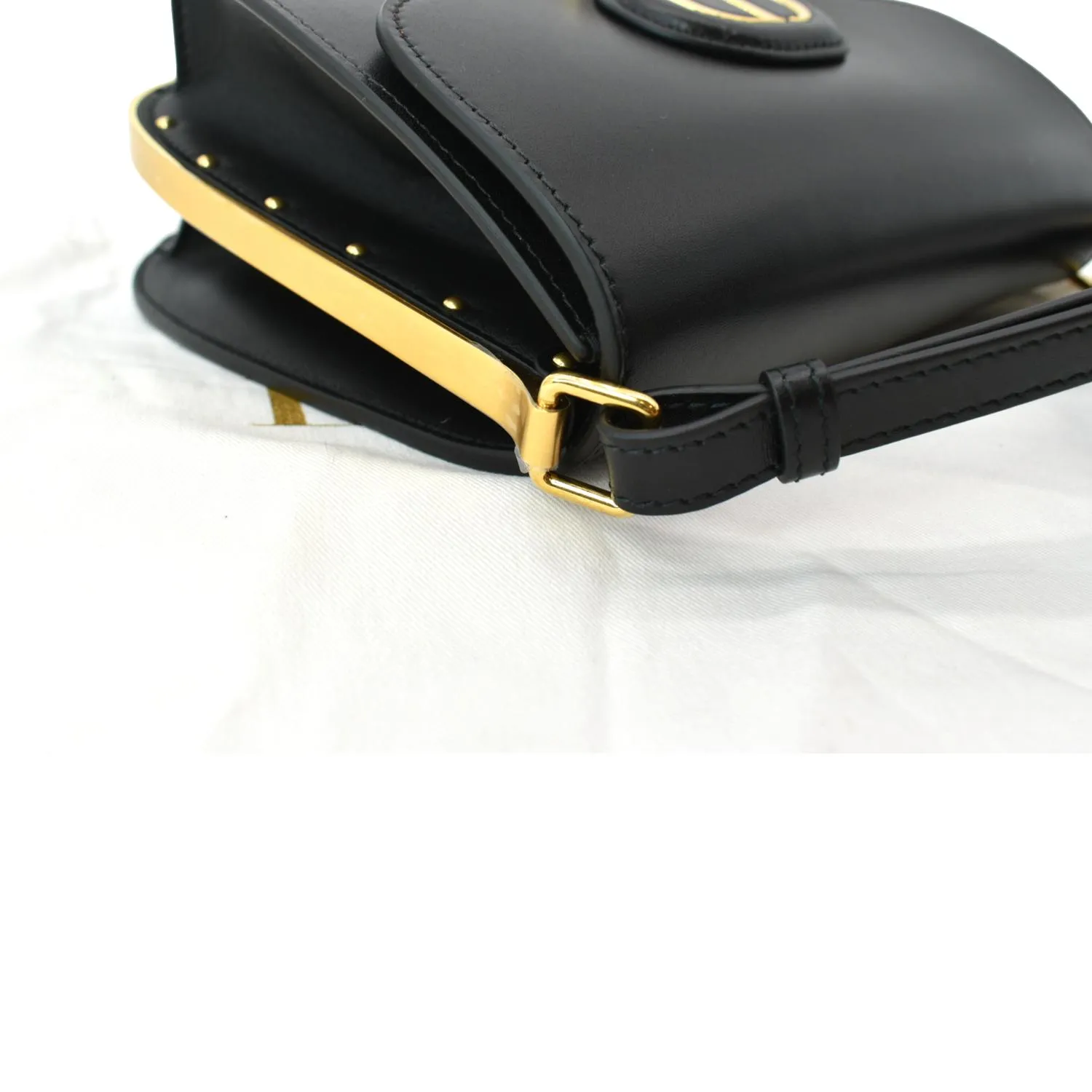 CHRISTIAN DIOR Bobby Frame Calfskin Leather Crossbody Bag Black