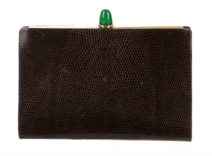 CHRISTIAN DIOR LIZARD CLUTCH W/ JEWEL TOP