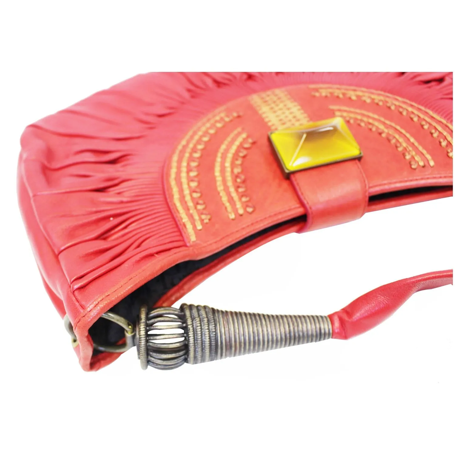 CHRISTIAN DIOR Plisse Pleated Leather Hobo Bag Red - 20% OFF