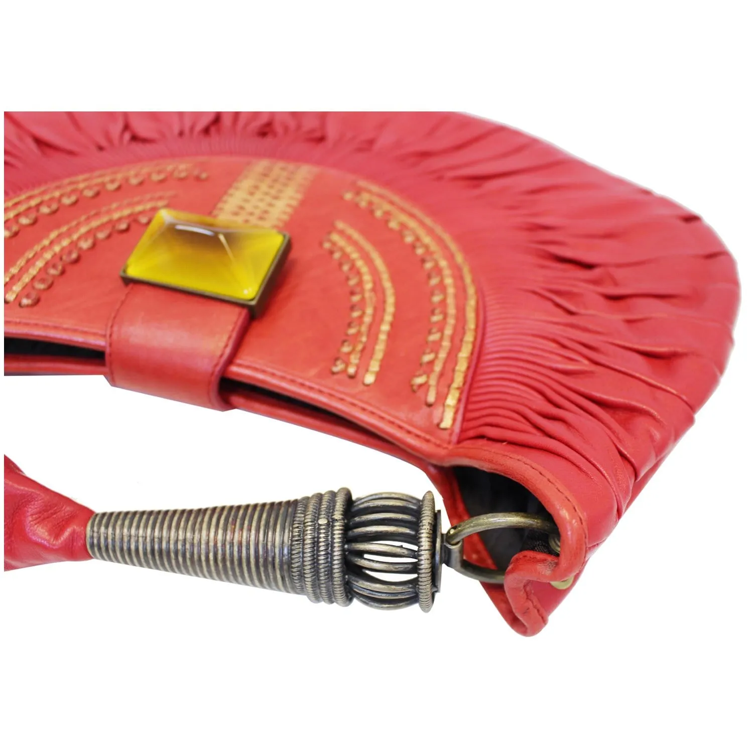 CHRISTIAN DIOR Plisse Pleated Leather Hobo Bag Red - 20% OFF