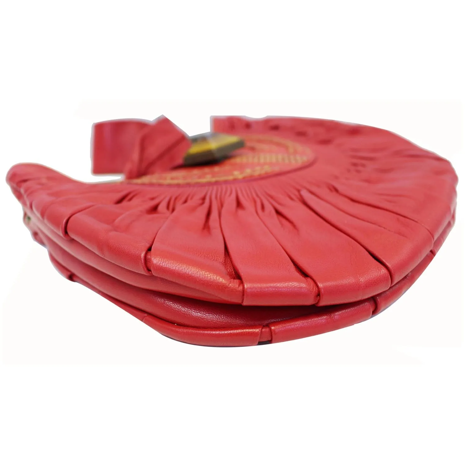 CHRISTIAN DIOR Plisse Pleated Leather Hobo Bag Red - 20% OFF