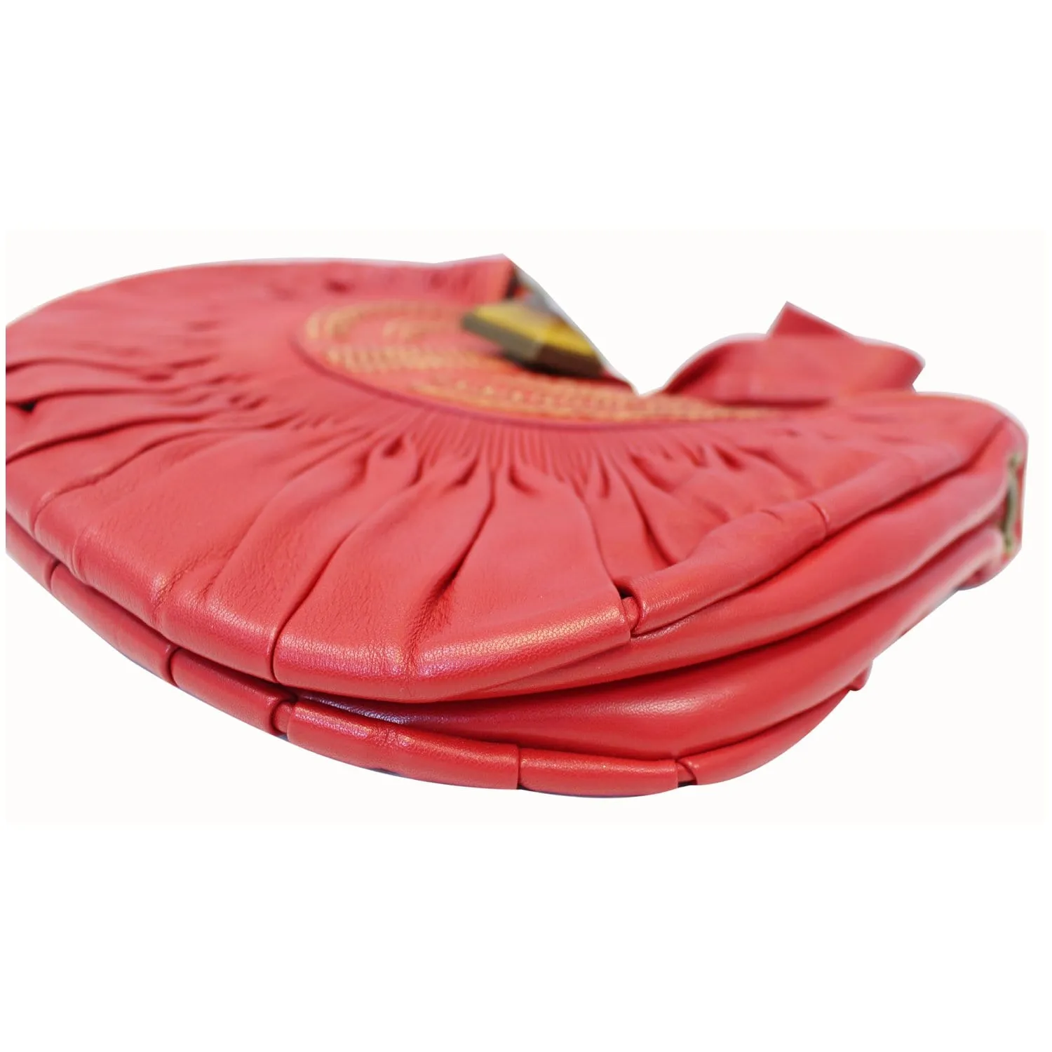 CHRISTIAN DIOR Plisse Pleated Leather Hobo Bag Red - 20% OFF